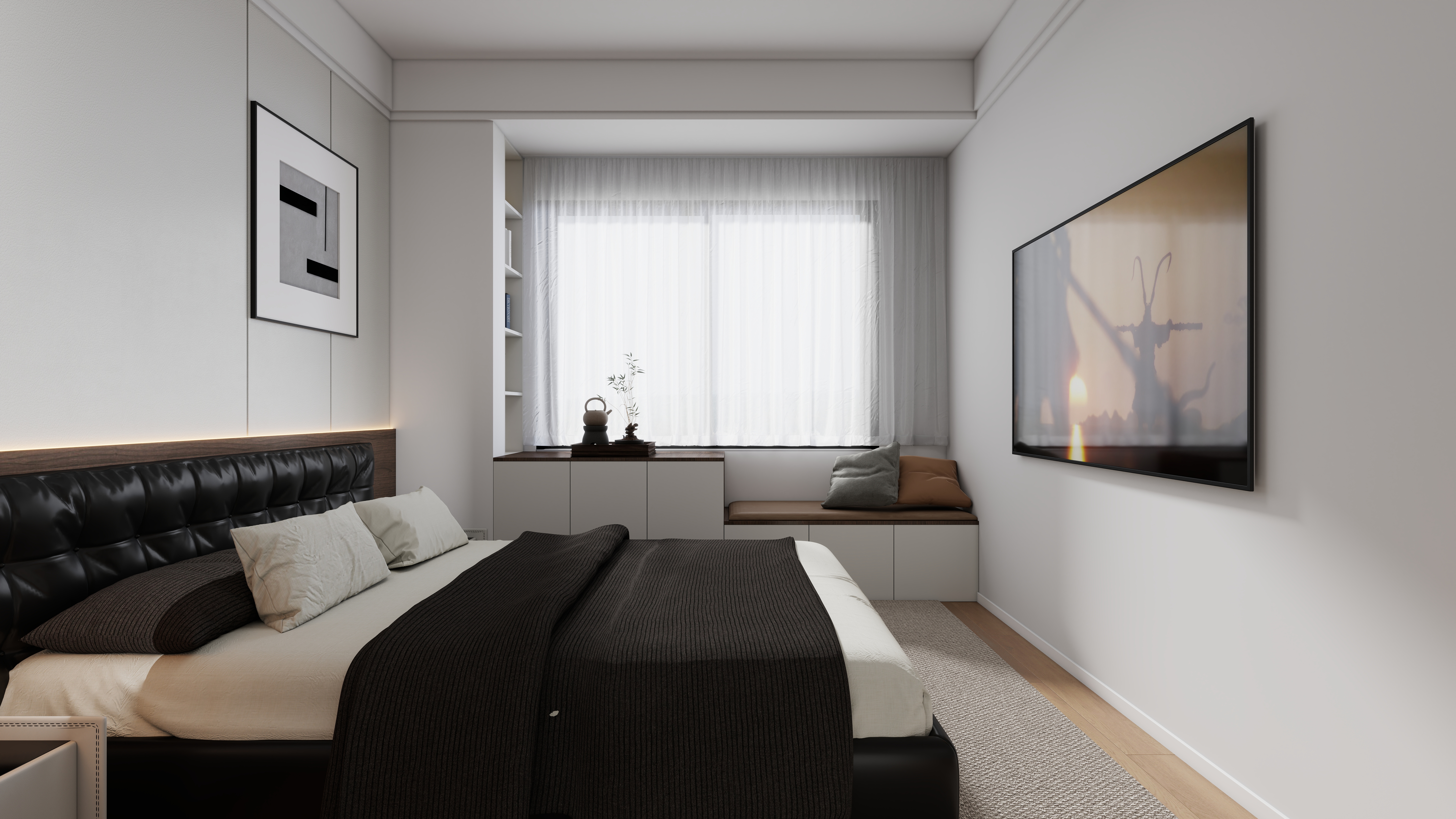 星空设计500一套-混搭113㎡2室一层主卧装修效果图第2张