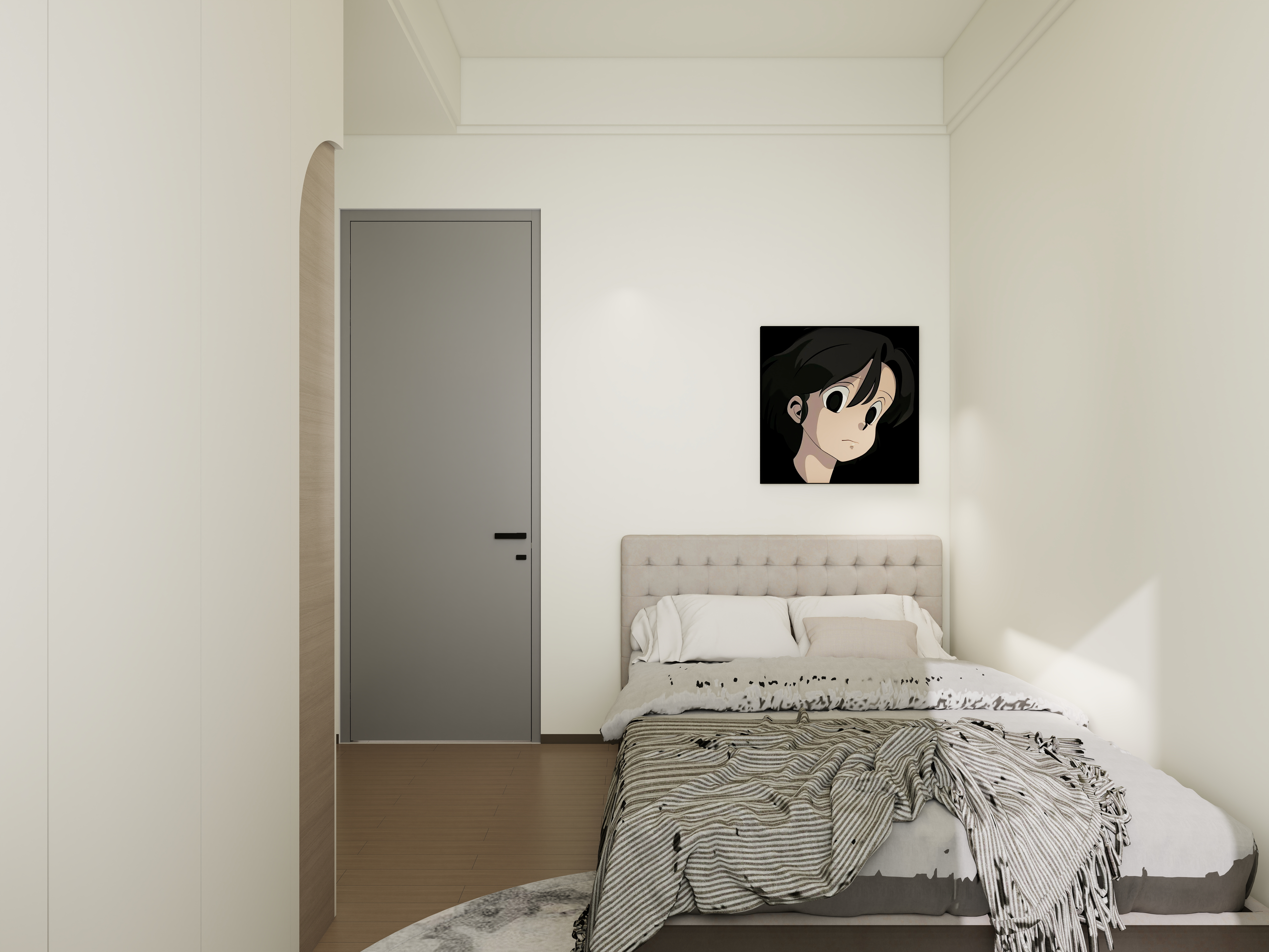 李青越-101平现代简约三居室一层次卧装修效果图第1张