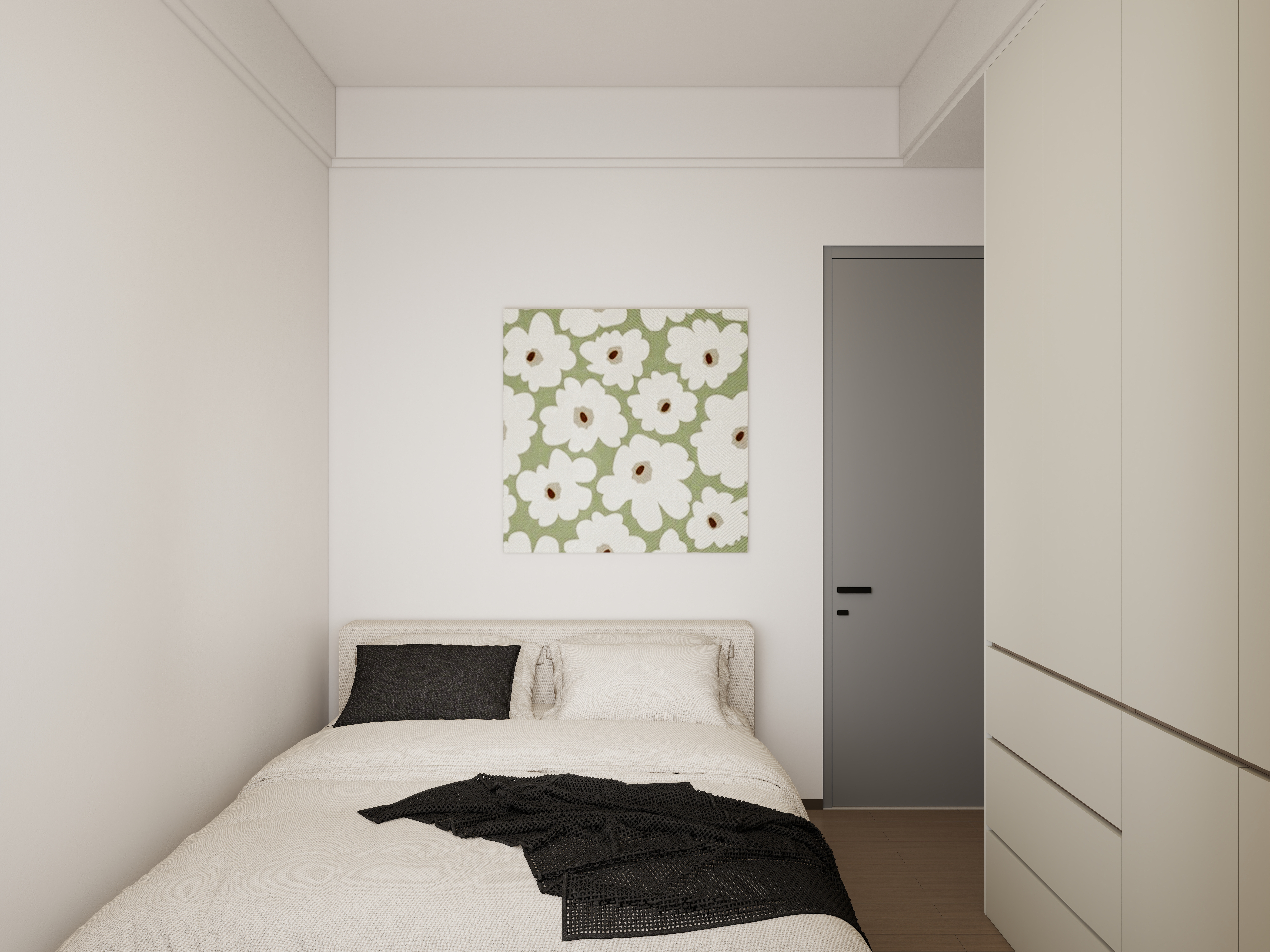 李青越-101平现代简约三居室一层卧室装修效果图第1张