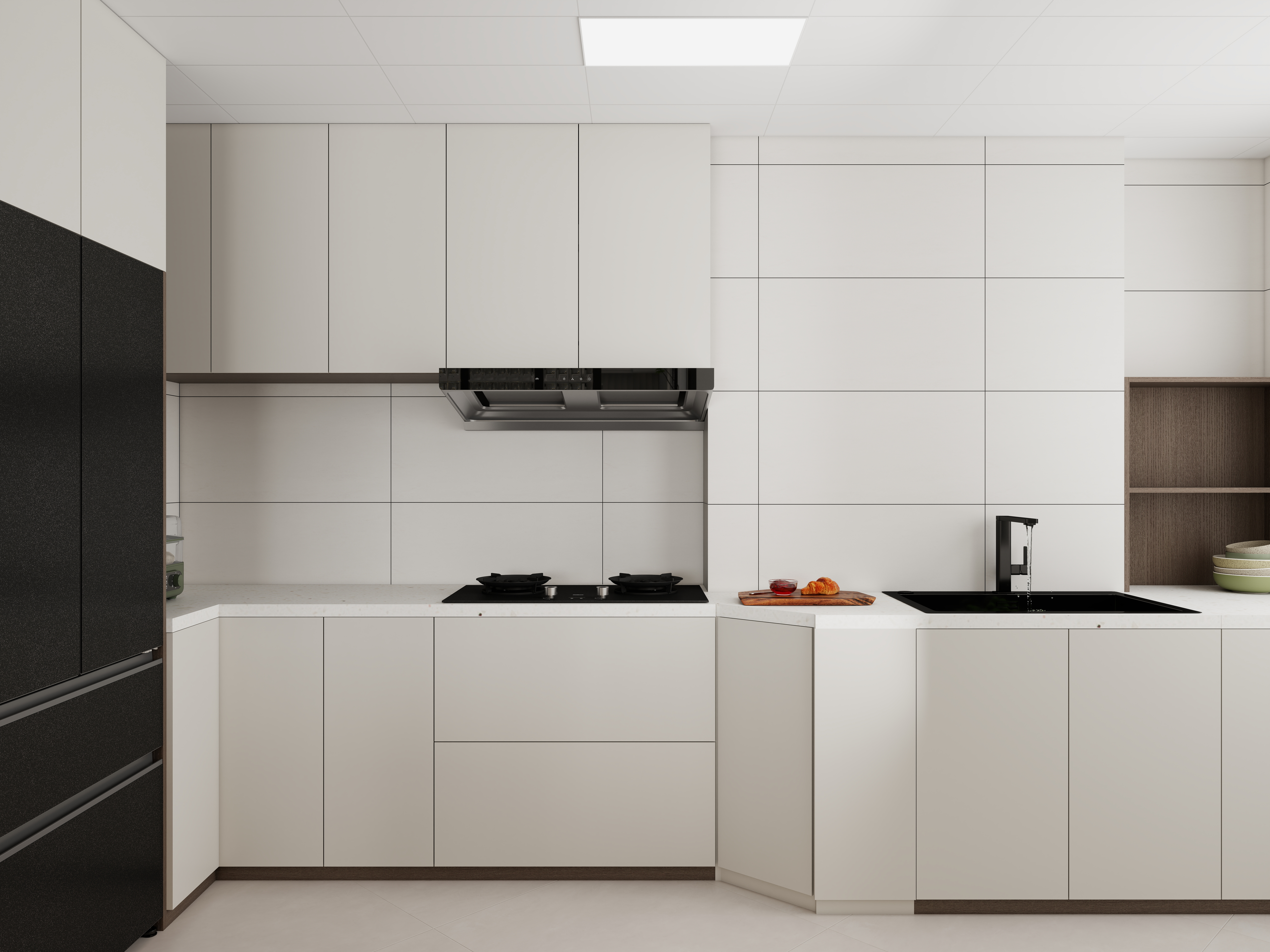 李青越-101平现代简约三居室一层厨房装修效果图第1张