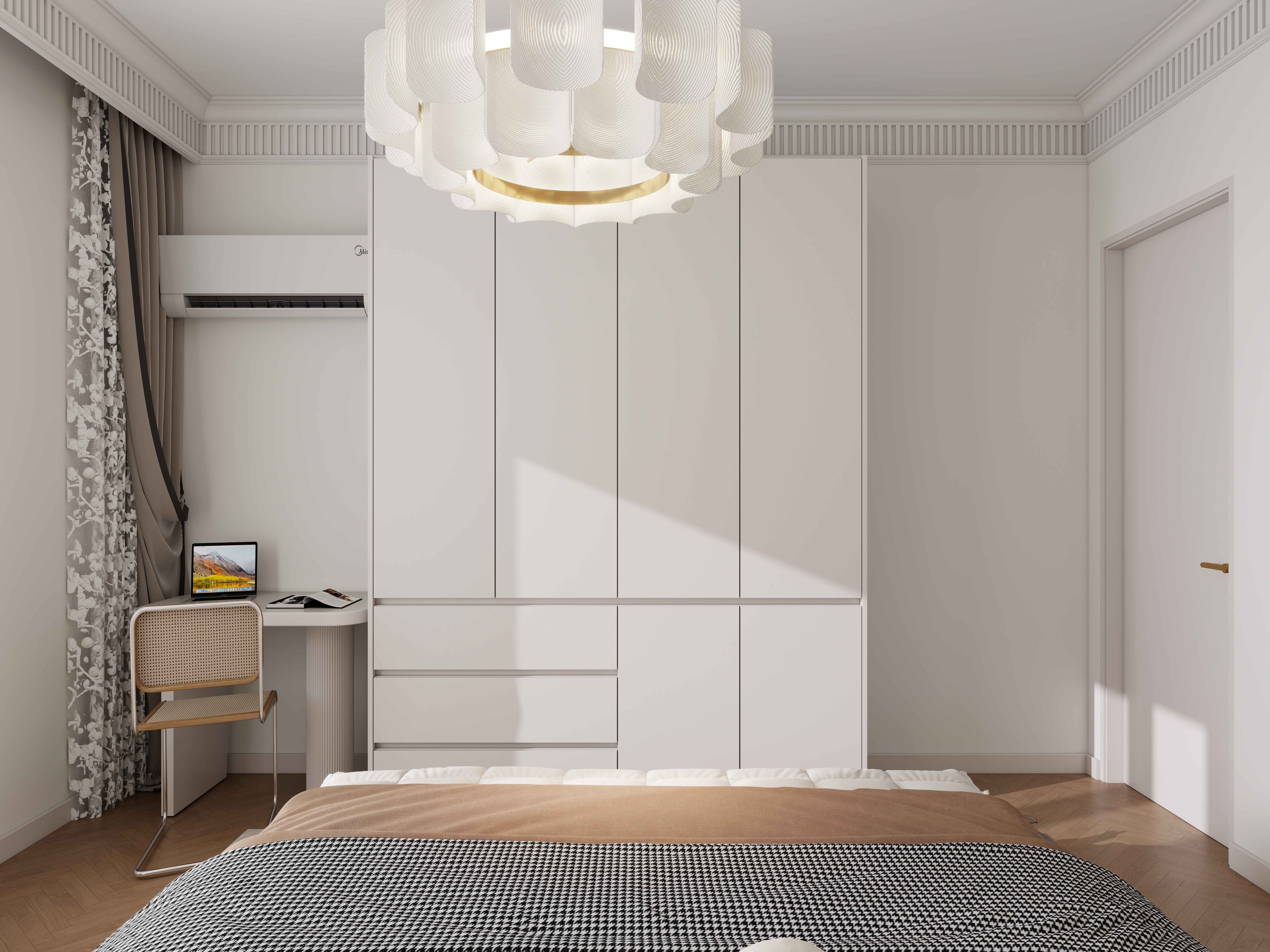 李青越-132平法式三居室一层卧室装修效果图第1张