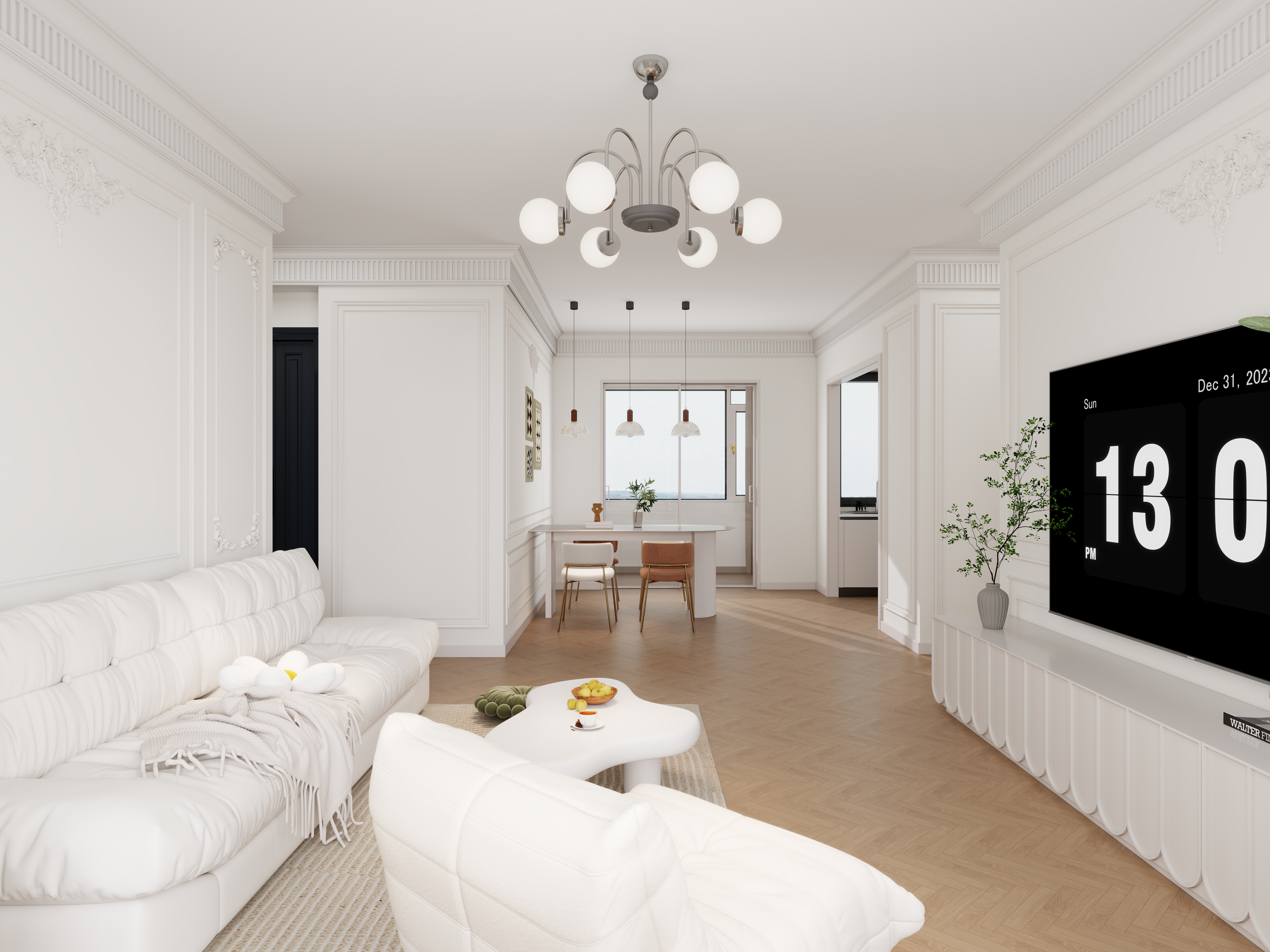 李青越-132平法式三居室一层客餐厅装修效果图第3张