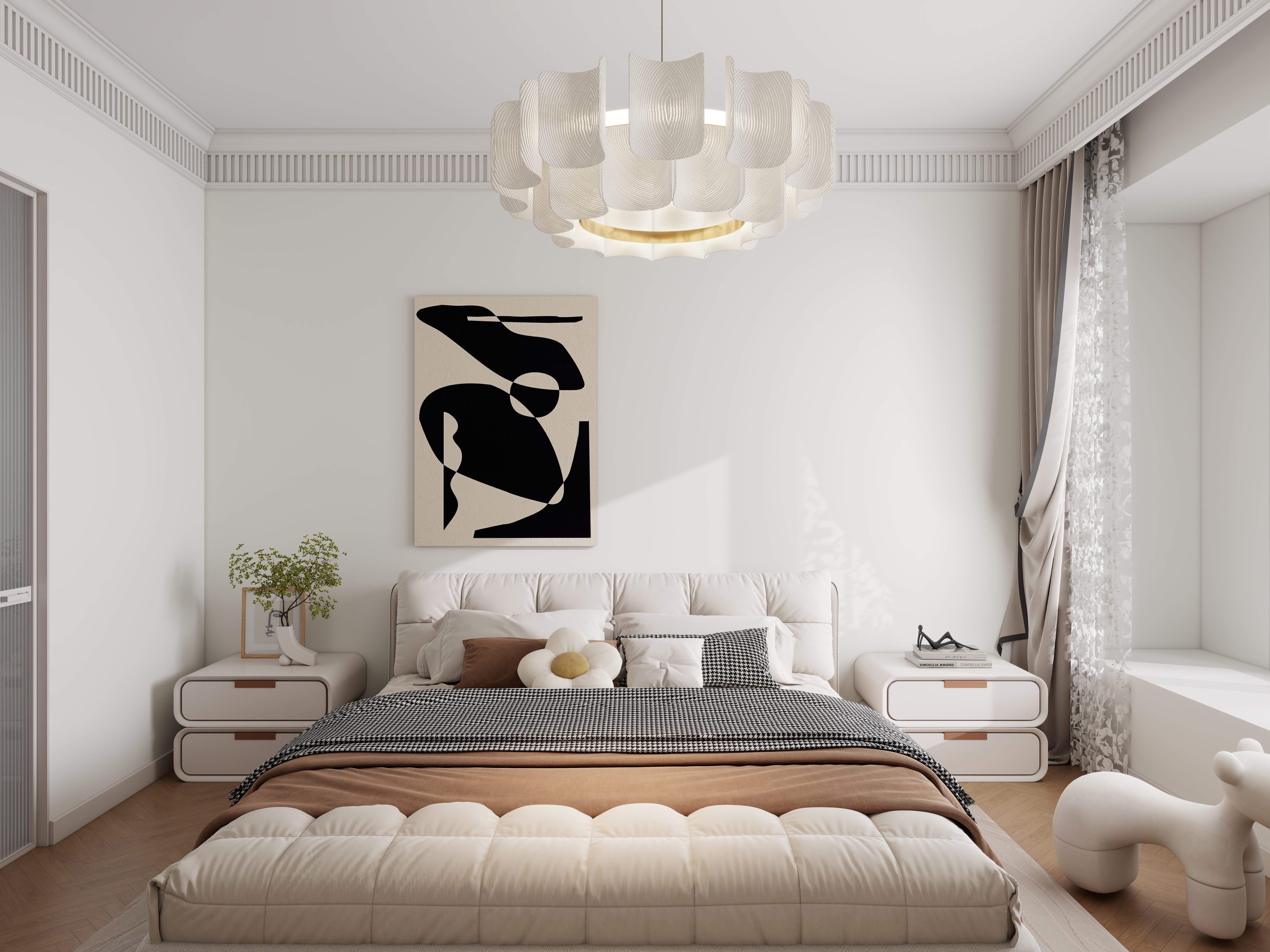 李青越-132平法式三居室一层卧室装修效果图第2张