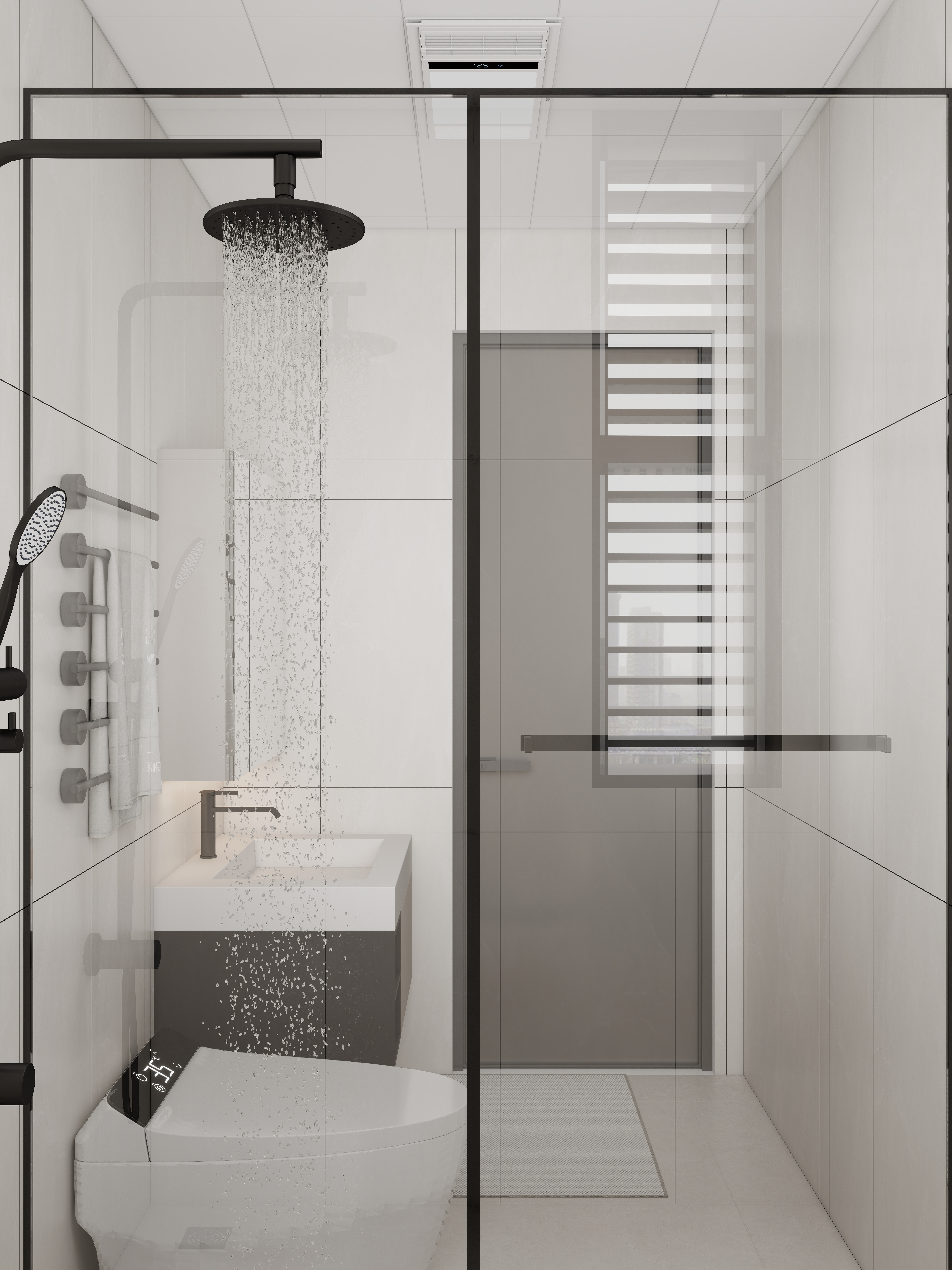 李青越-101平现代简约三居室一层主卫装修效果图第1张