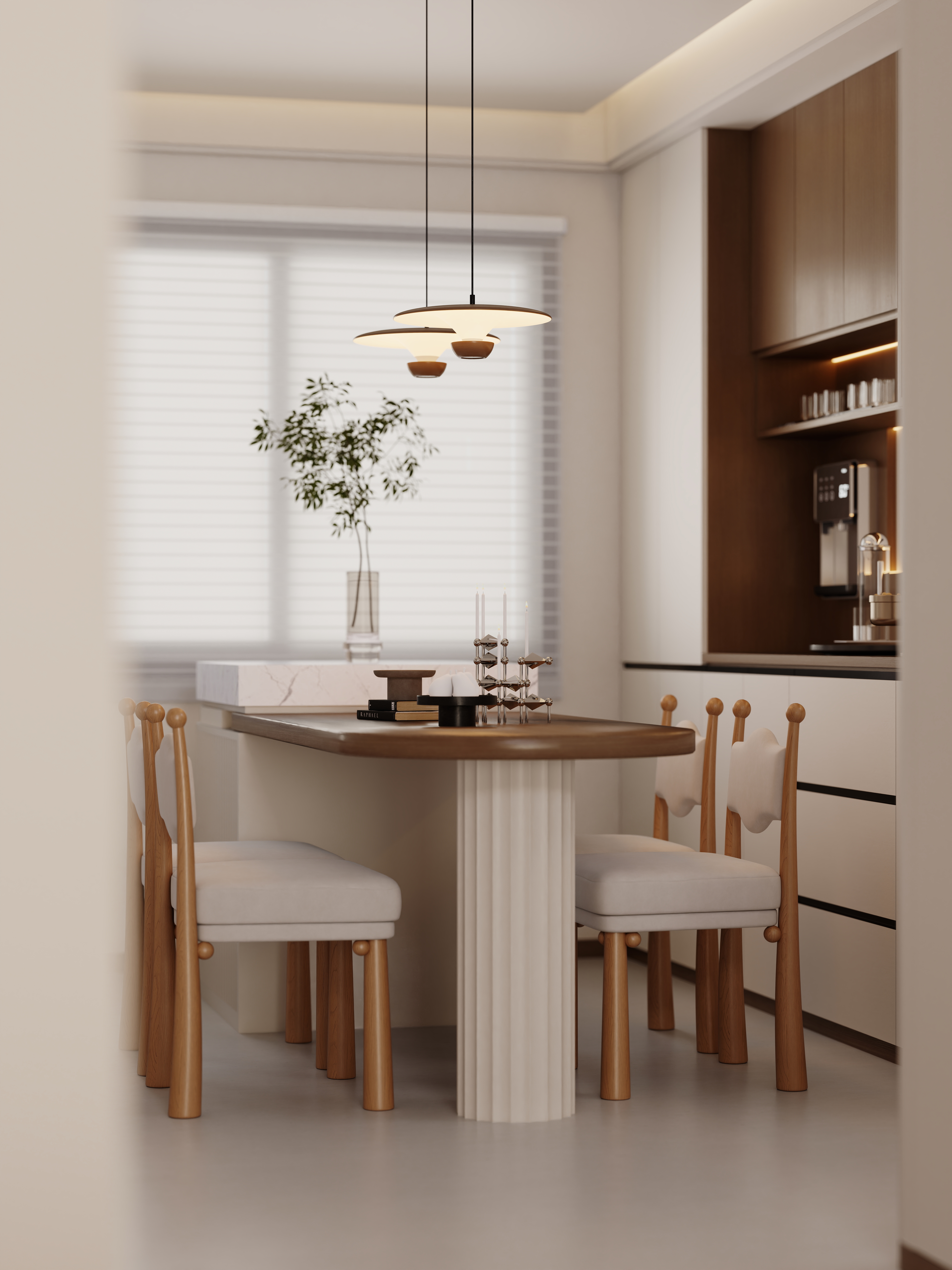 设计师1朱工-奶油中古风一层客餐厅装修效果图第3张