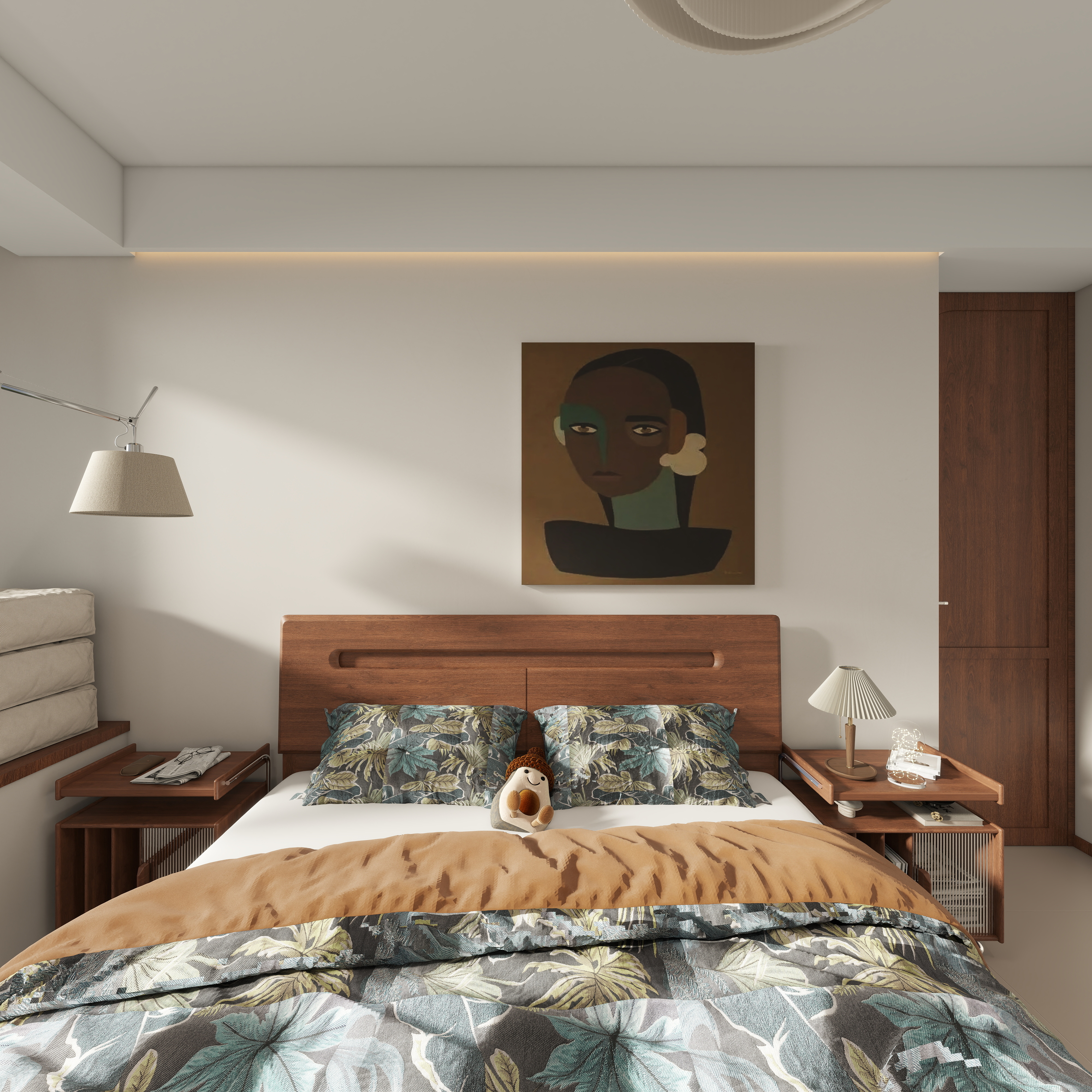 星空设计500一套-现代简约91㎡3室一层主卧装修效果图第3张