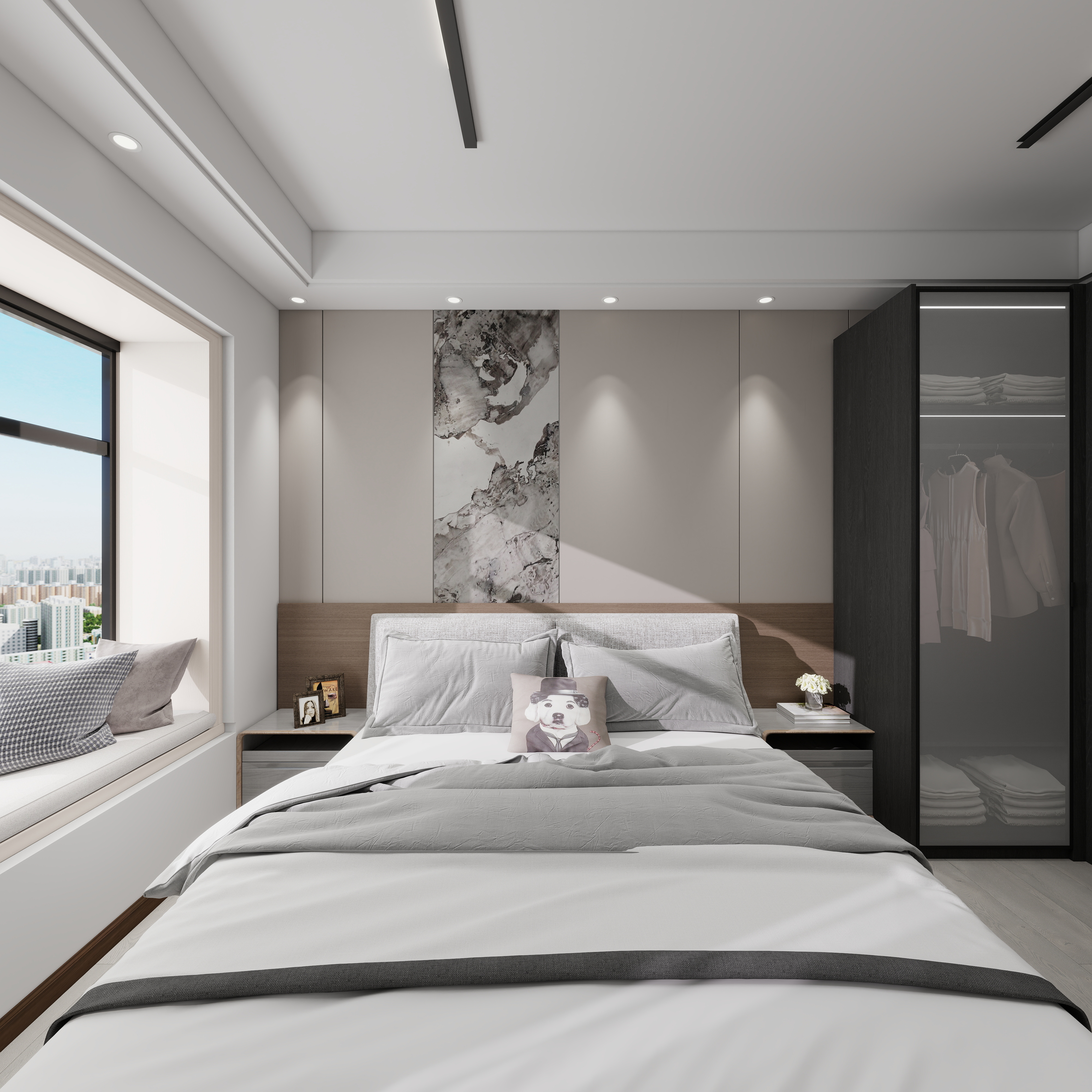 陆婧菡-杭州市建设职业学校-陆婧菡一层主卧装修效果图第3张