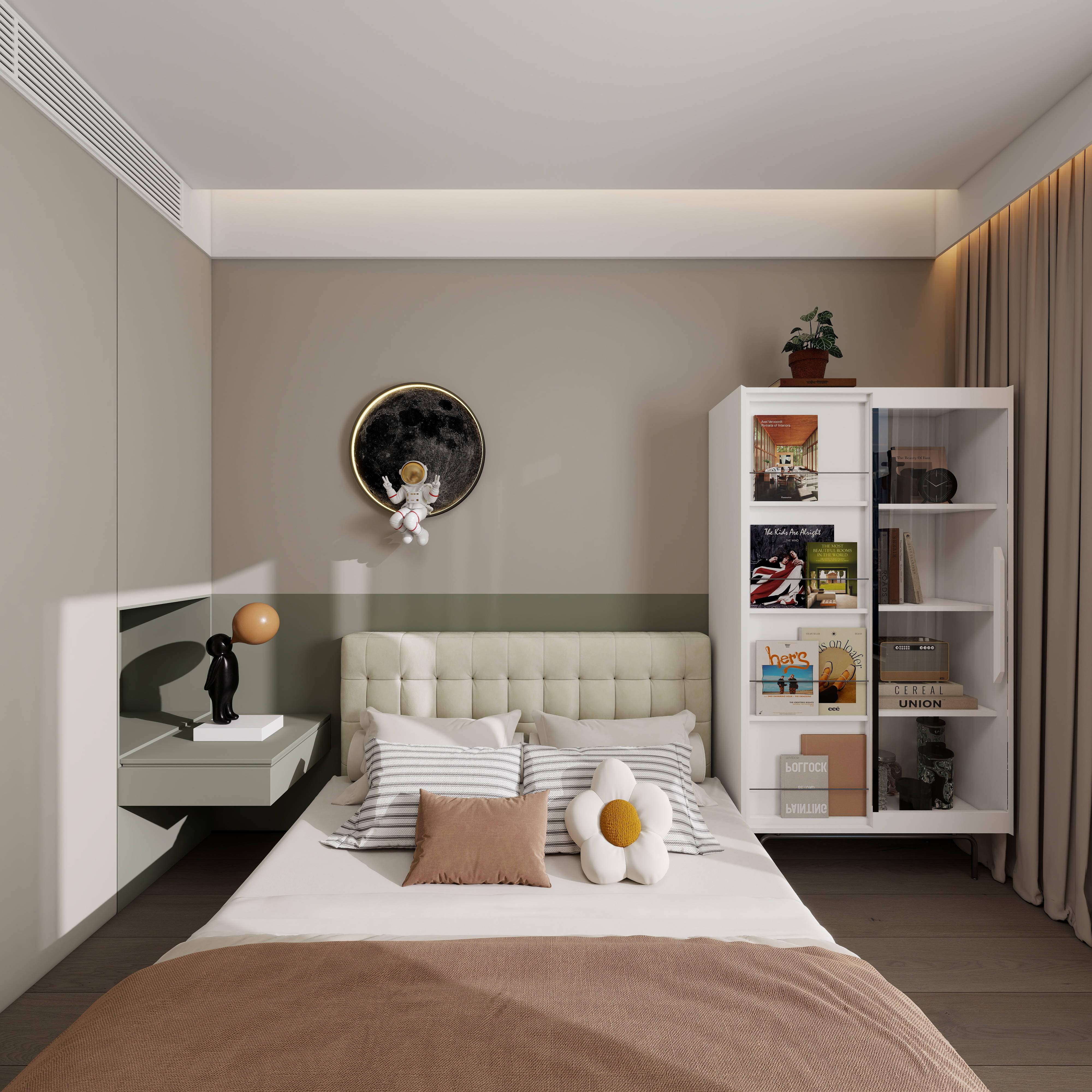 设计师丨胡月平-意式极简151㎡4室一层男孩房装修效果图第3张