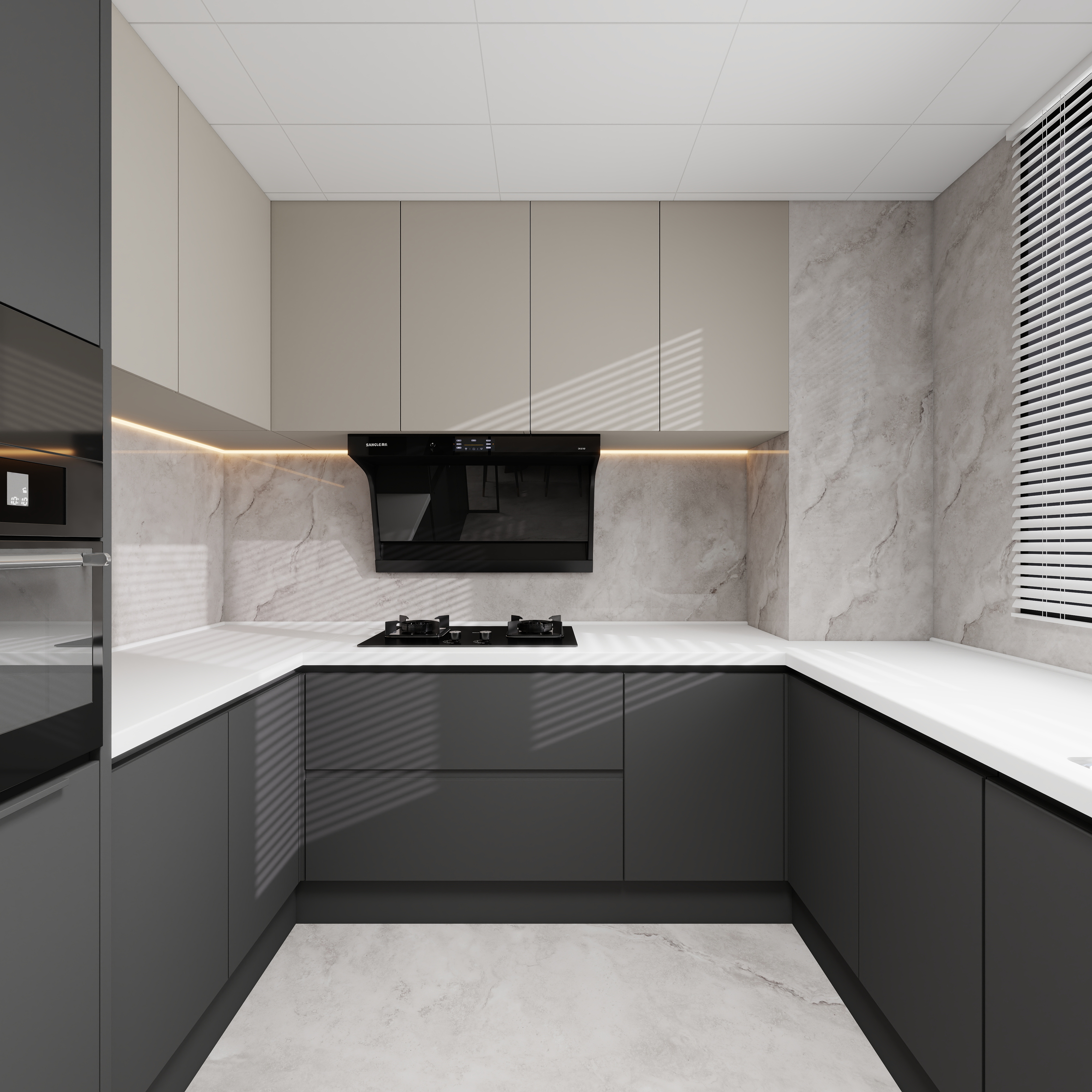 设计师丨胡月平-意式极简151㎡4室一层厨房装修效果图第3张