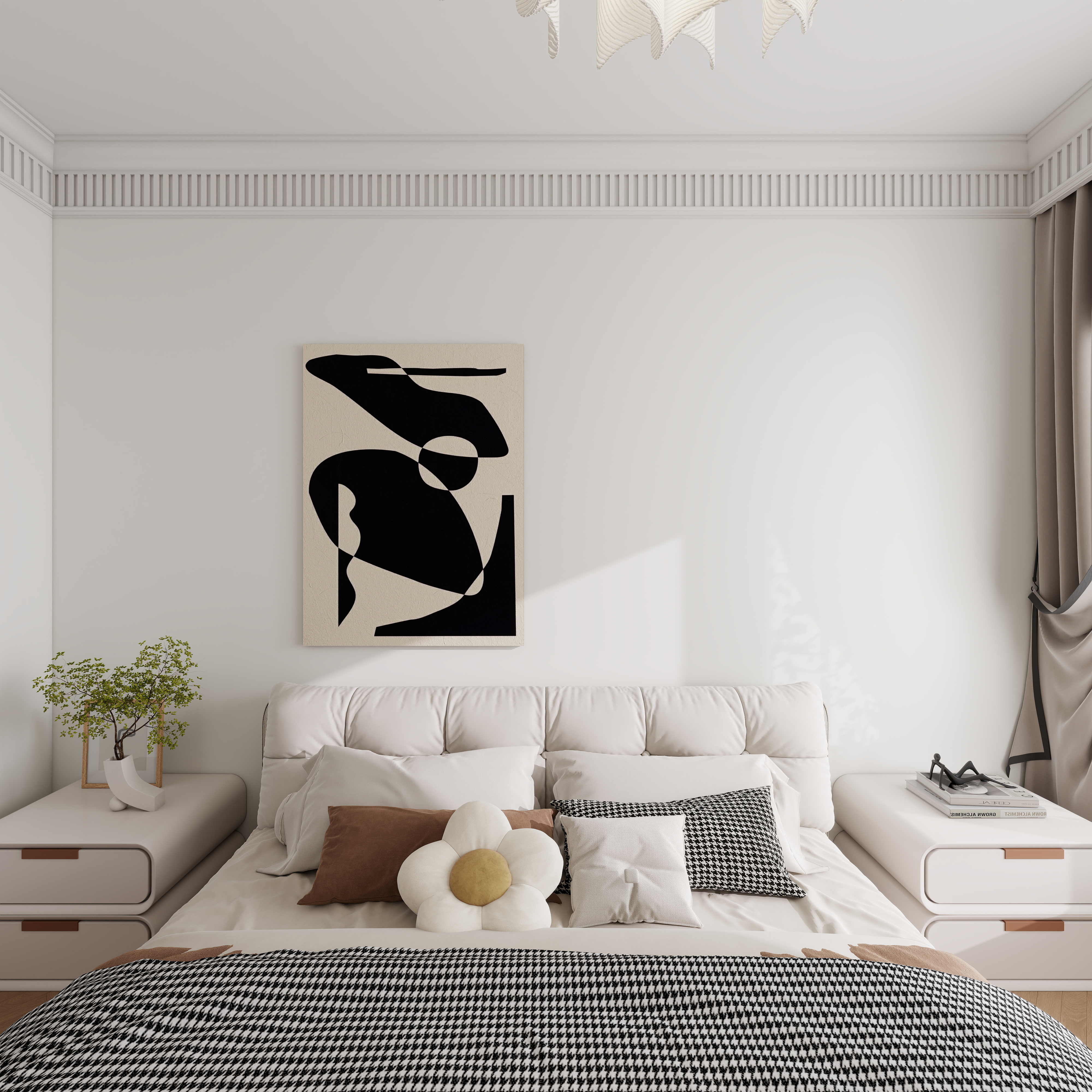 李青越-132平法式三居室一层卧室装修效果图第3张