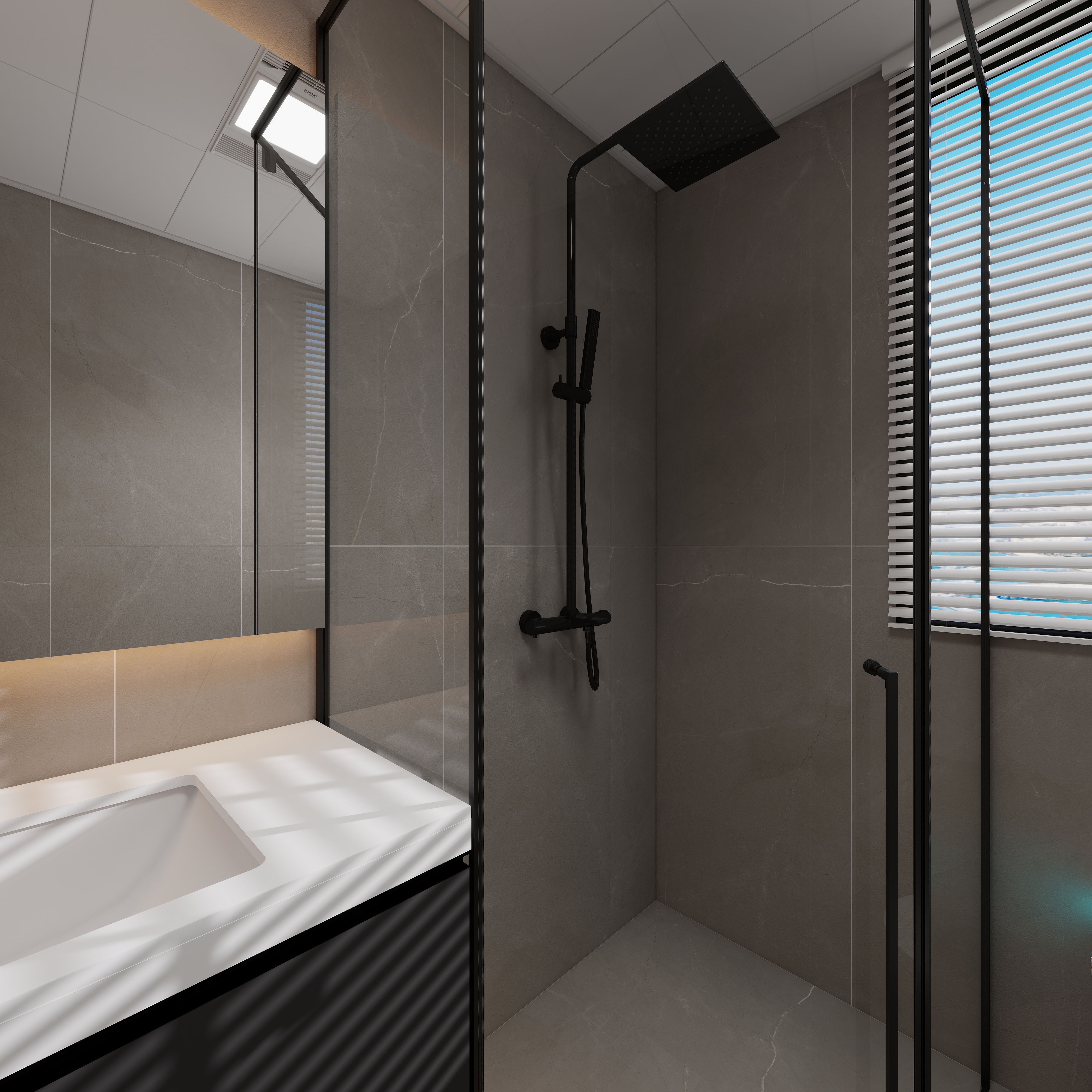 设计师丨胡月平-意式极简151㎡4室一层卫生间装修效果图第3张