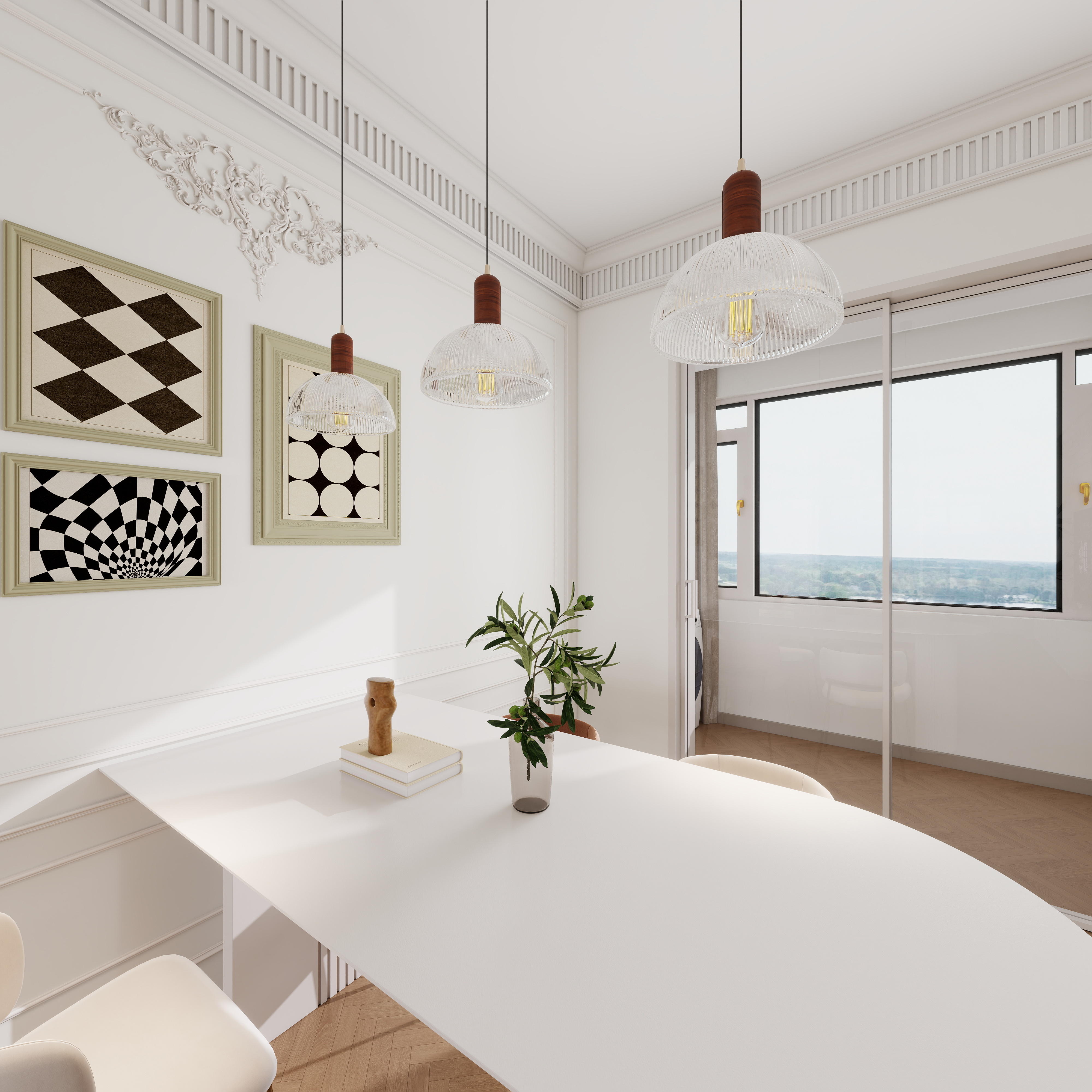 李青越-132平法式三居室一层客餐厅装修效果图第5张