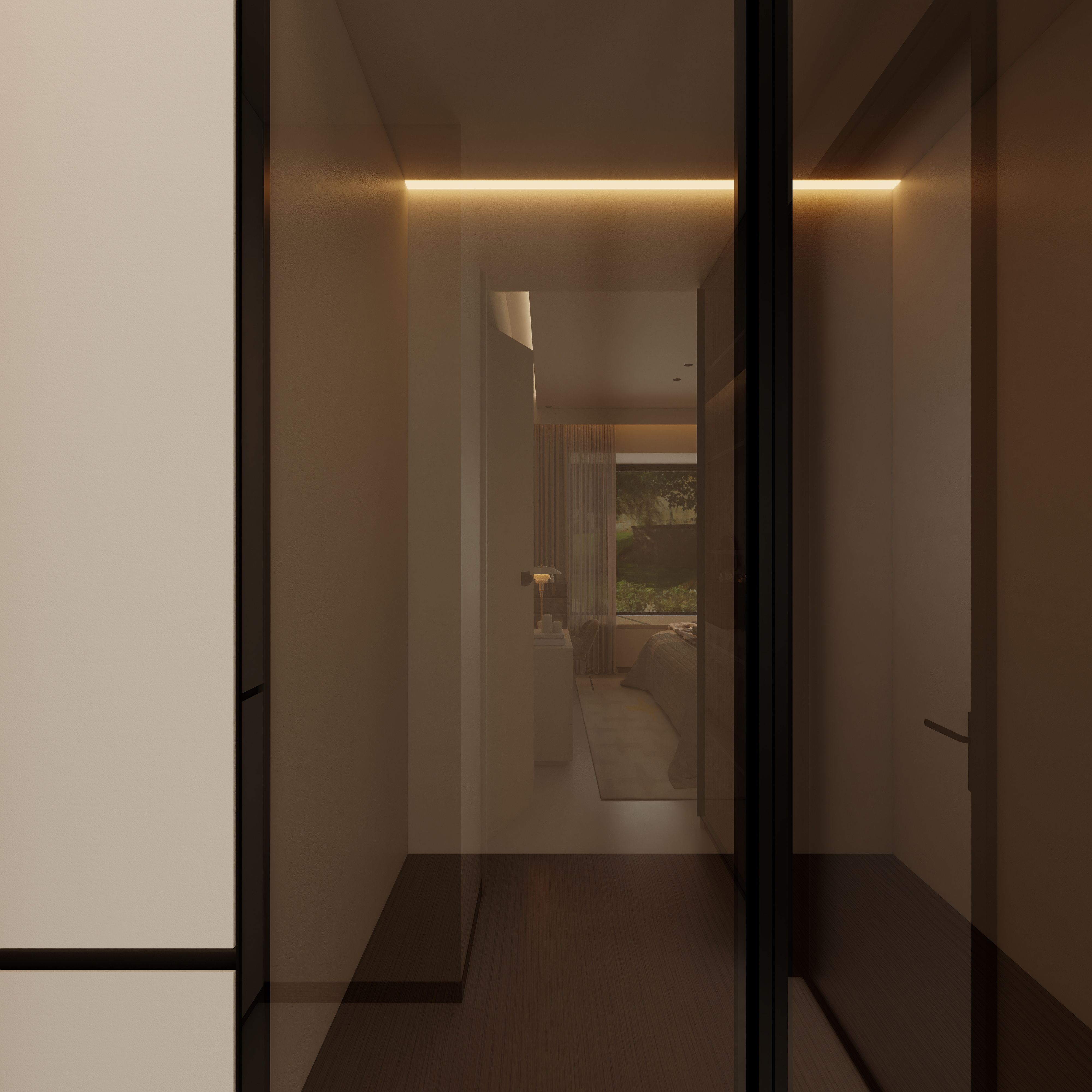 设计师1朱工-奶油中古风一层主卧装修效果图第4张