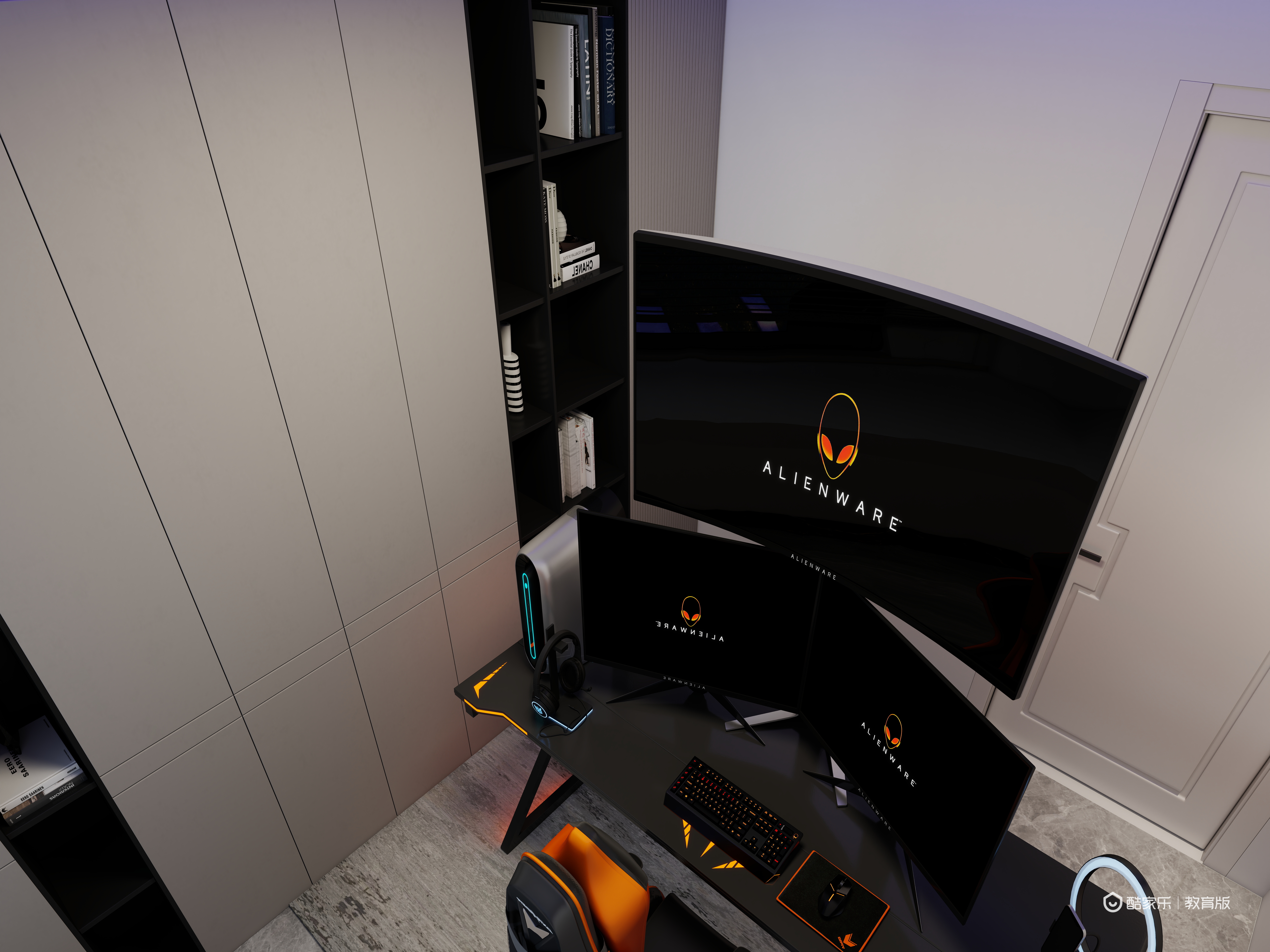 陈哲guJj-湖州职业技术学院—陈哲一层书房装修效果图第1张