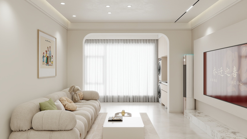 壹诺设计工作室-115㎡2室-奶油风 装修效果图