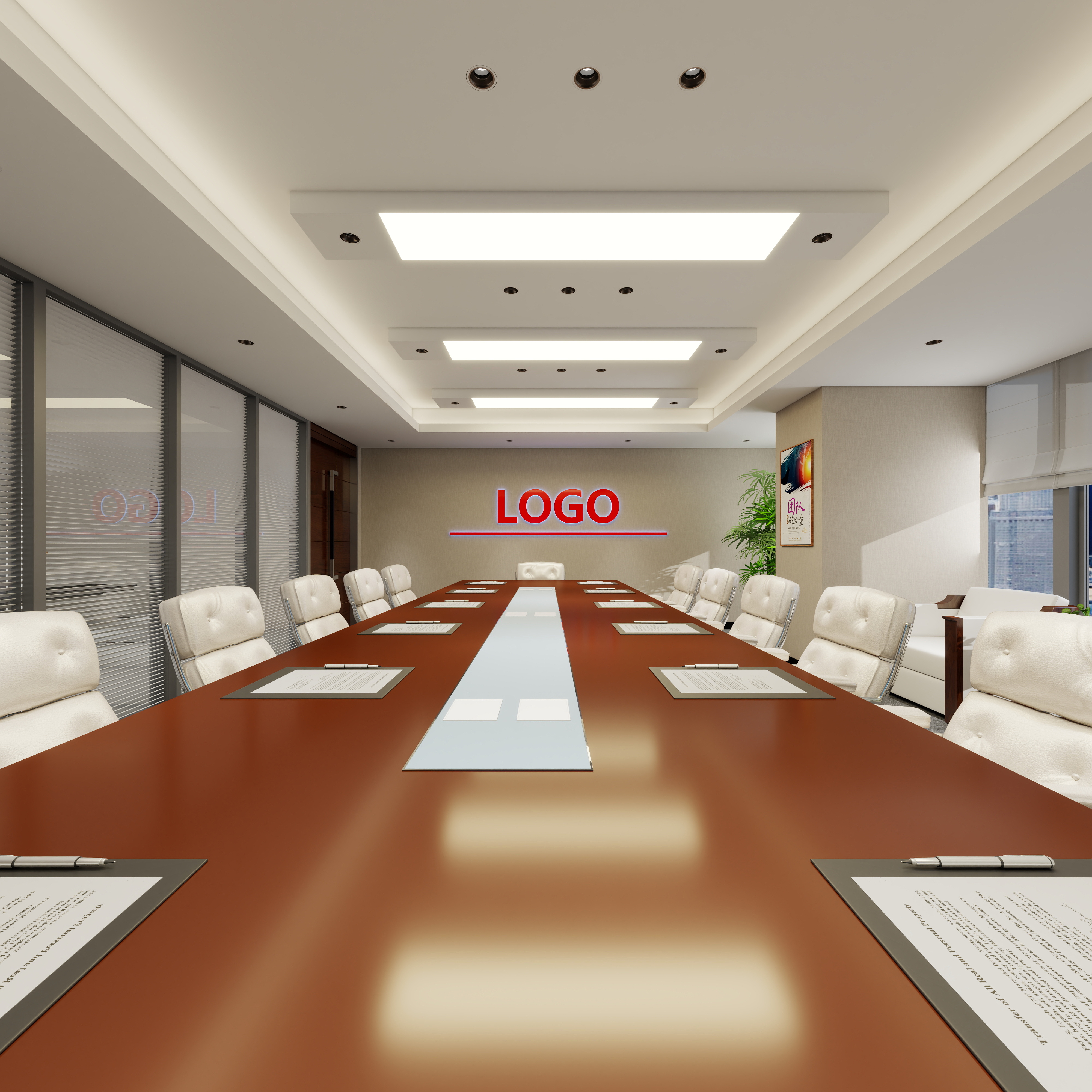 神马云在线-937.55m²现代写字楼办公空间一层小会议室装修效果图第3张