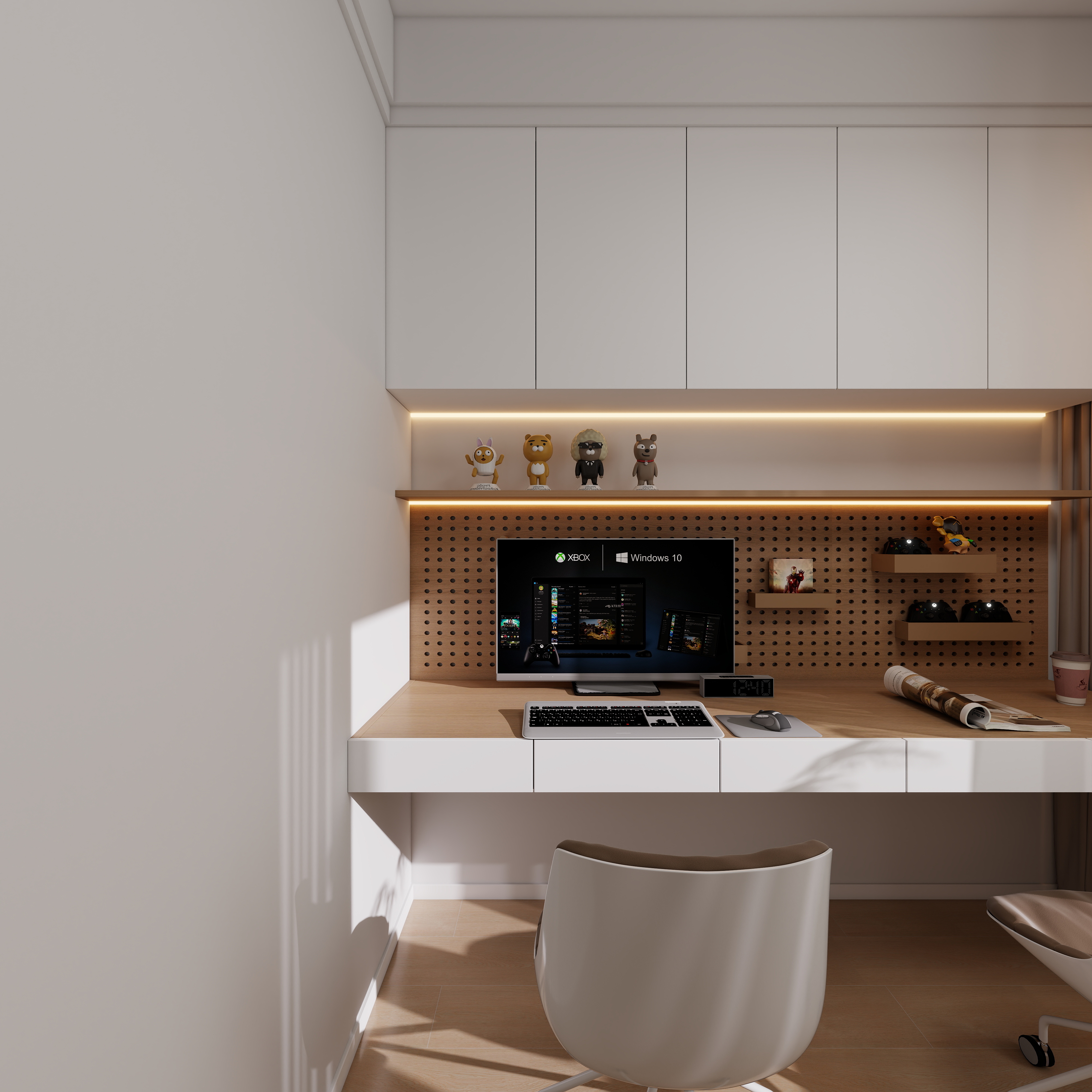 设计师丨胡月平-原木风107㎡3室一层书房装修效果图第3张