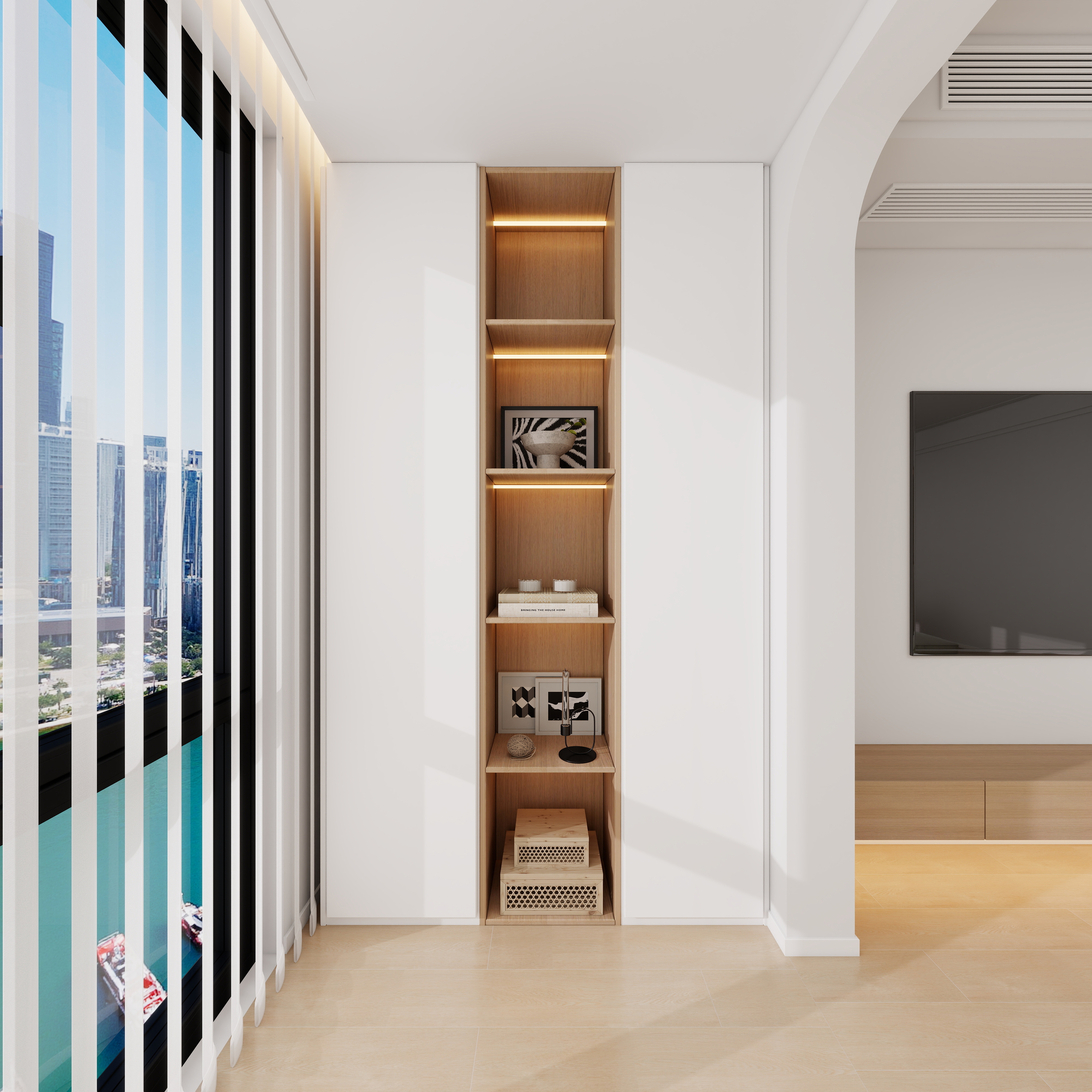 设计师丨胡月平-原木风107㎡3室一层阳台装修效果图第4张