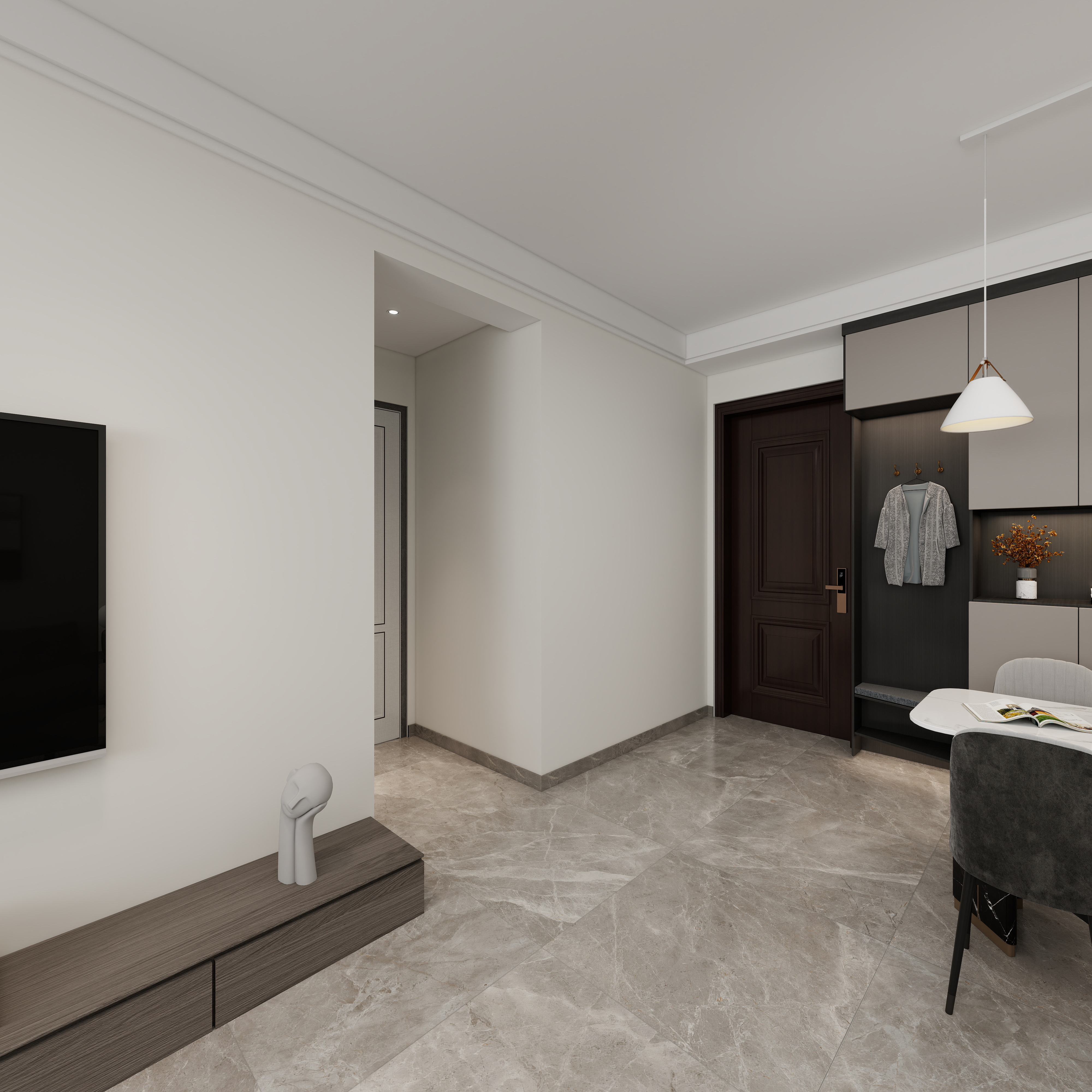 陆地蝉-鸿腾公园学府85㎡3室一层客餐厅装修效果图第2张