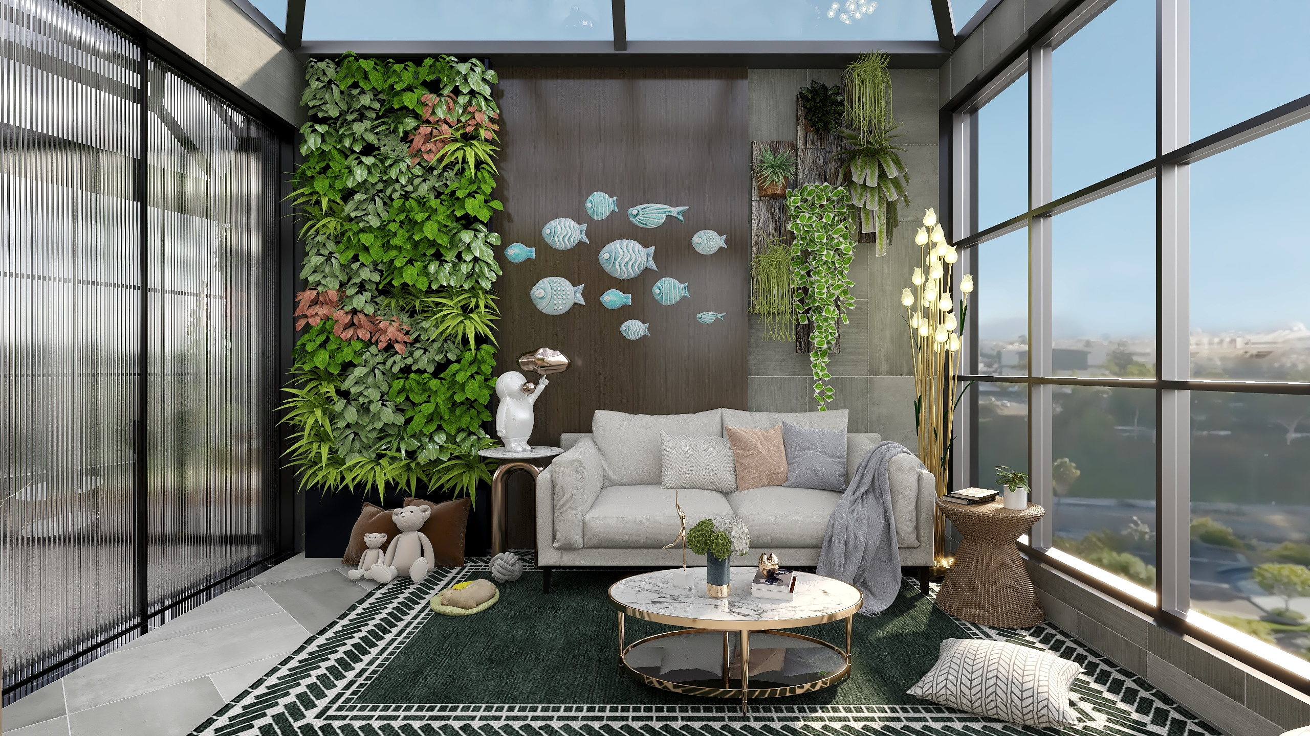 刘月-美式别墅二层露台（无顶）装修效果图第1张