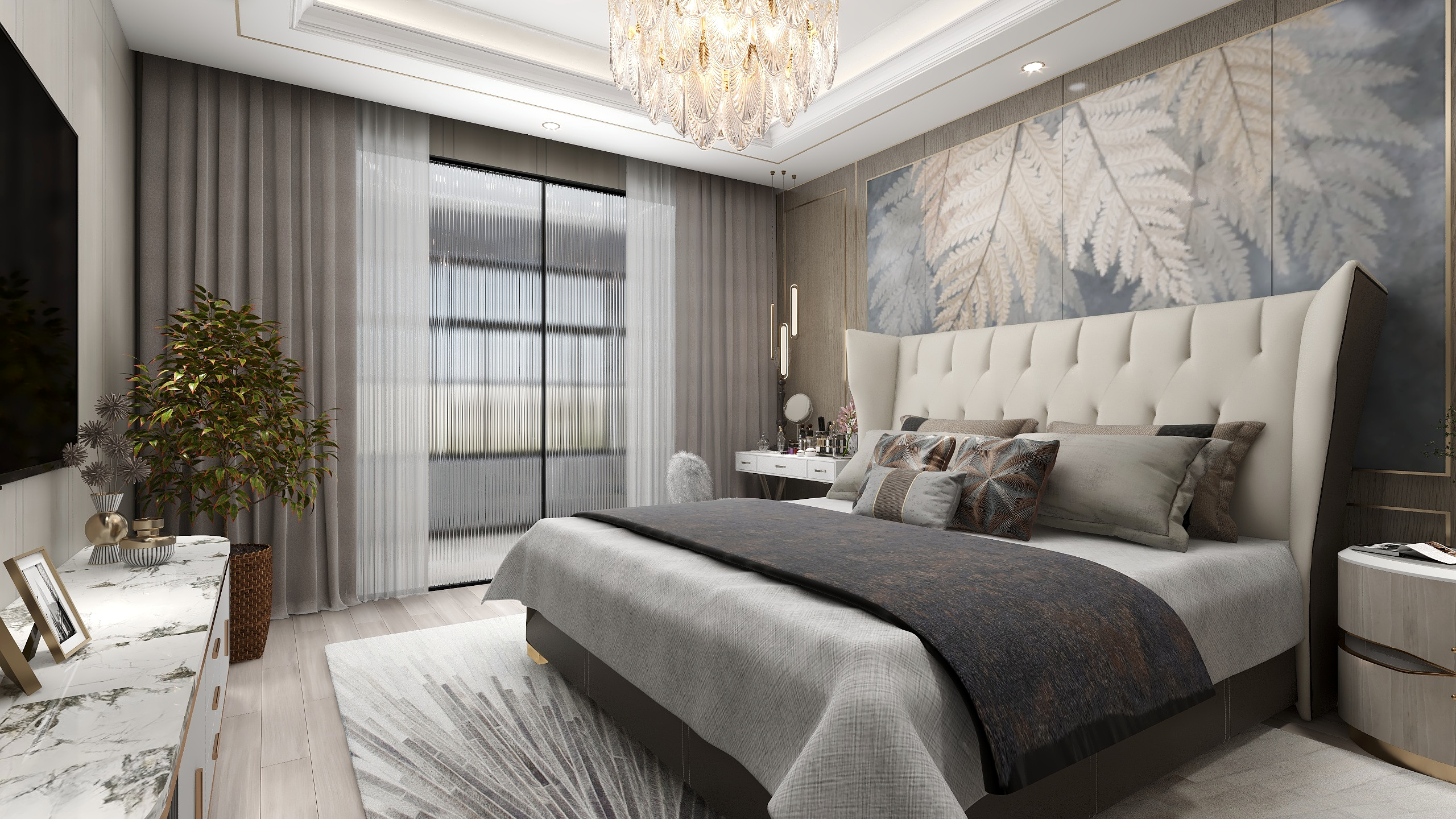 刘月-美式别墅二层主卧装修效果图第2张