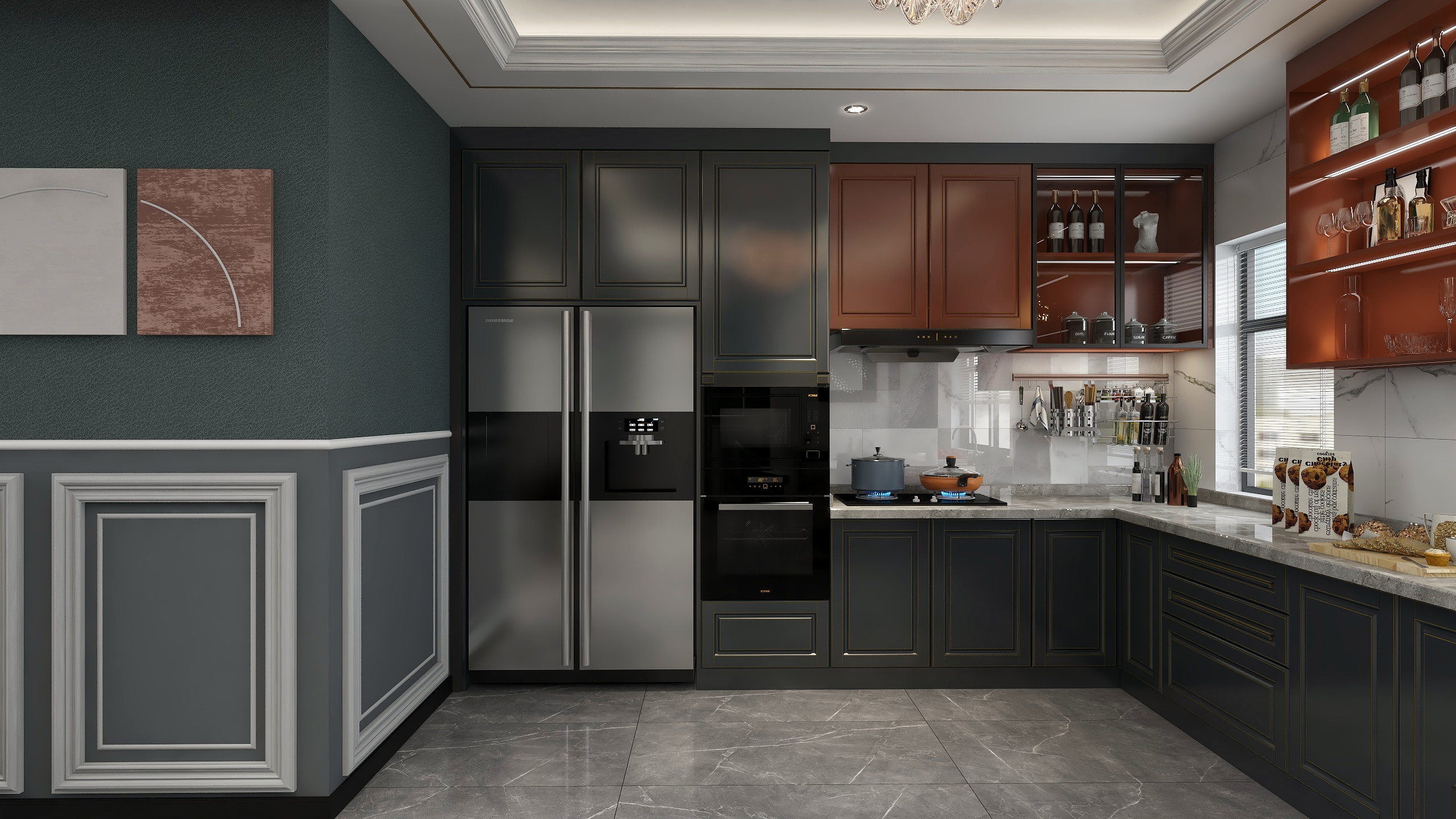 刘月-美式别墅一层客餐厅装修效果图第4张