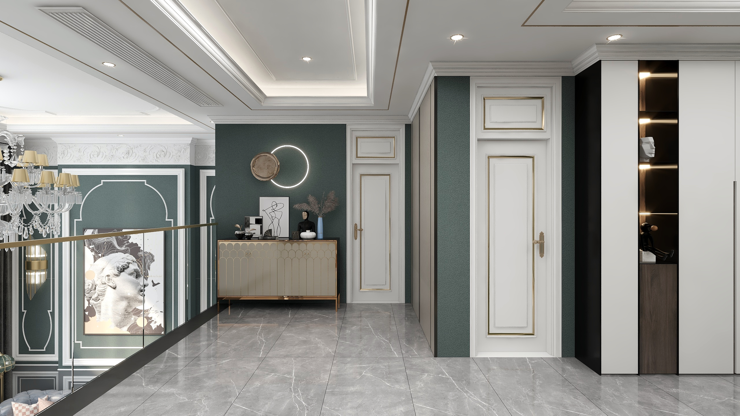 刘月-美式别墅二层客餐厅装修效果图第1张