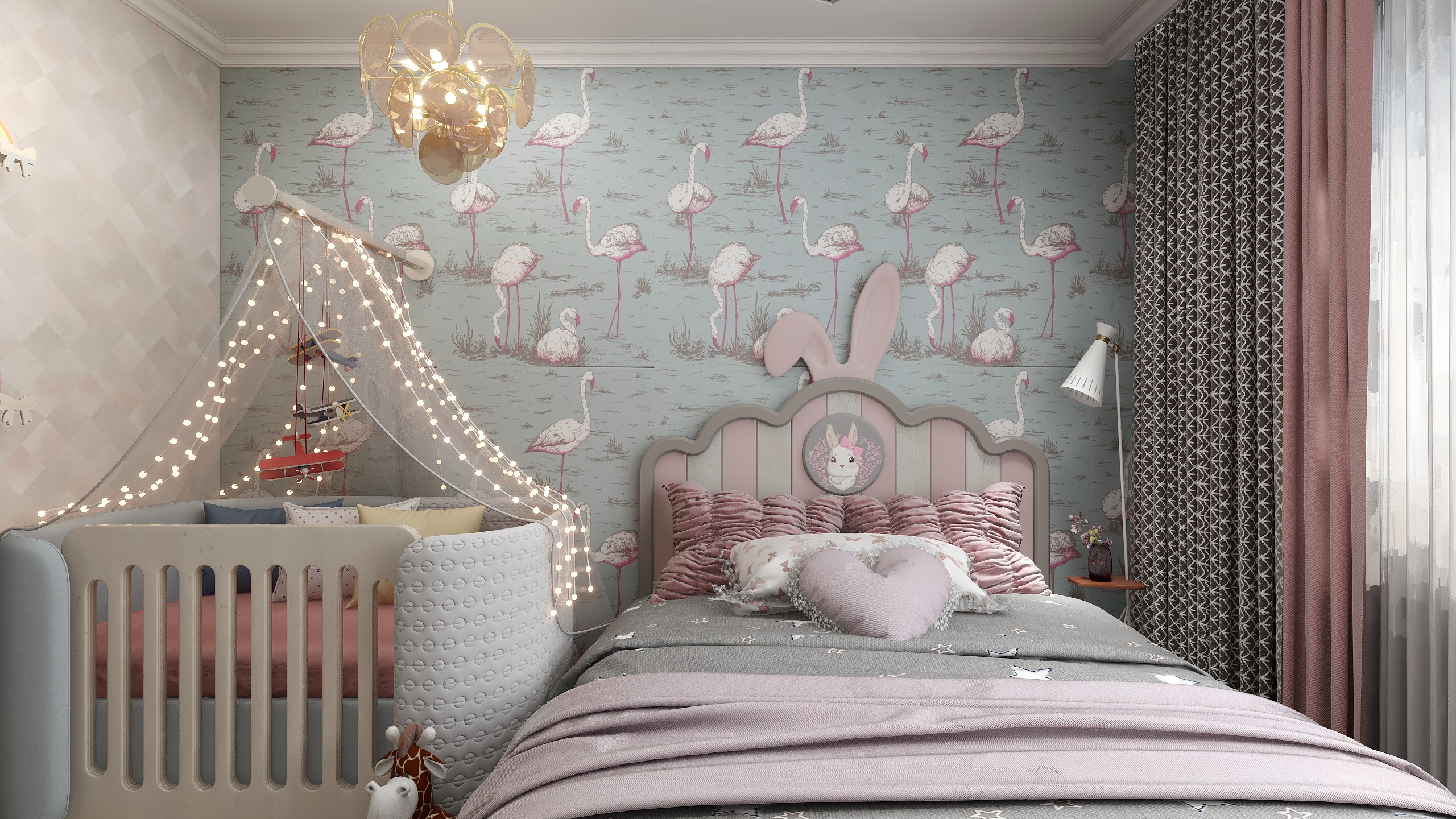 刘月-美式别墅二层女孩房装修效果图第2张