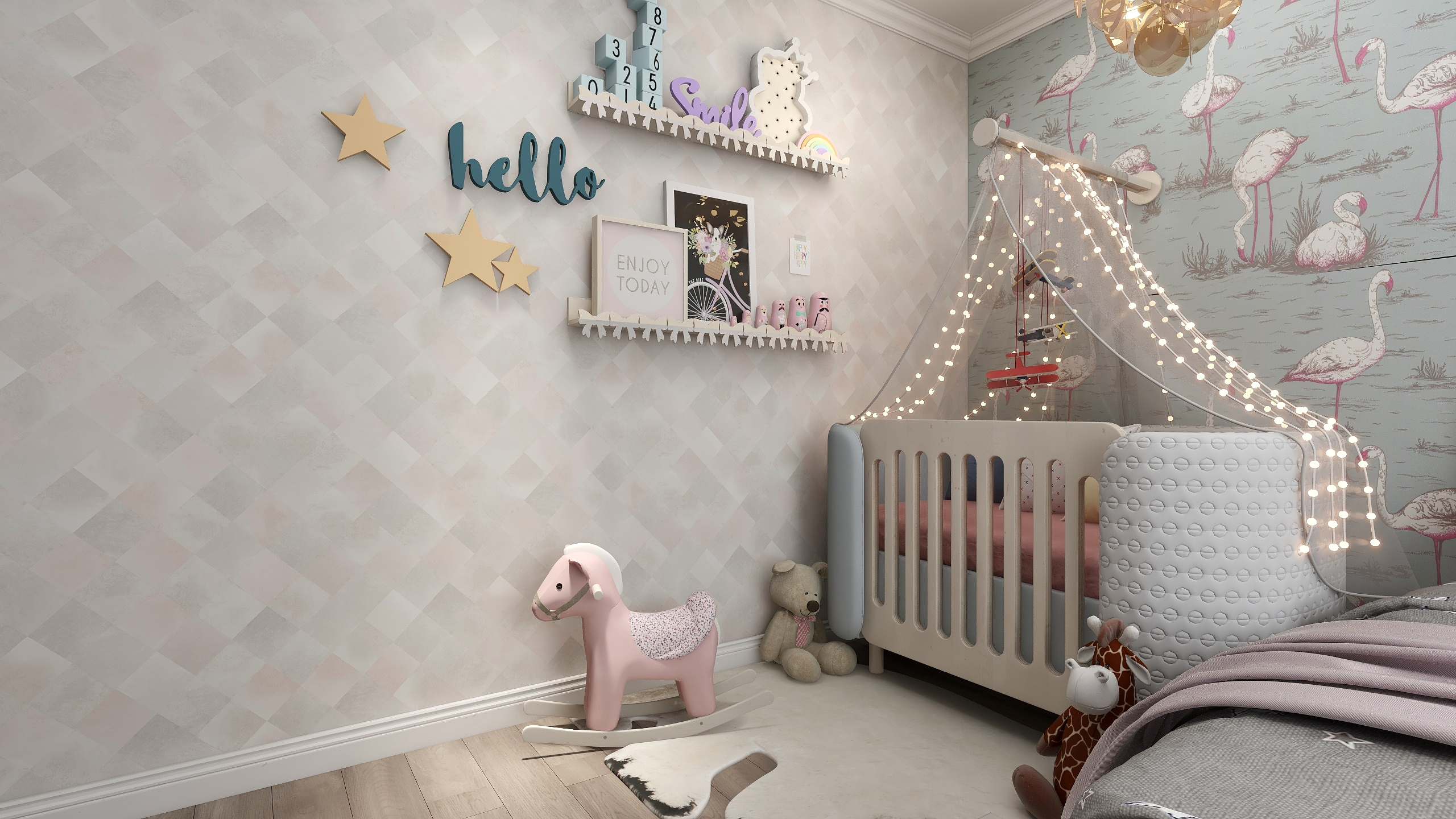 刘月-美式别墅二层女孩房装修效果图第3张