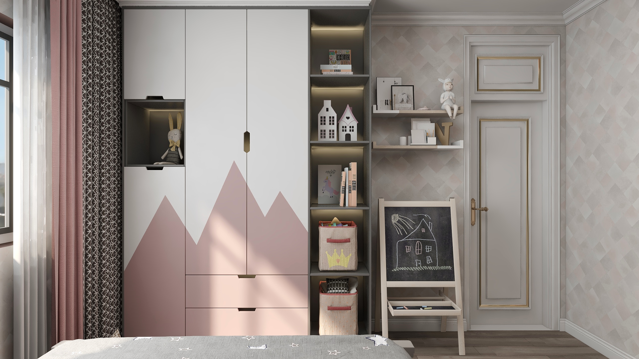 刘月-美式别墅二层女孩房装修效果图第1张