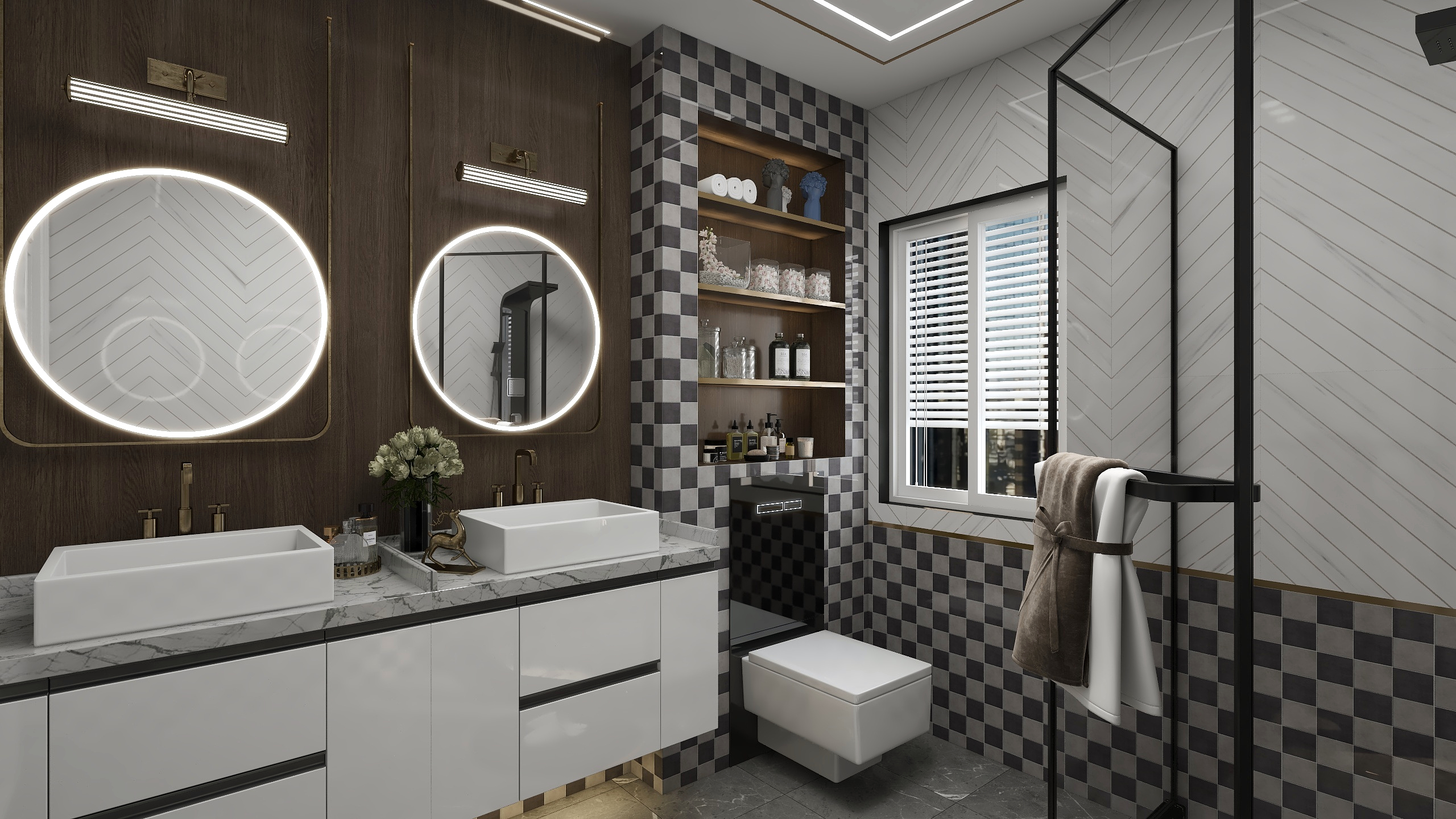 刘月-美式别墅二层卫生间装修效果图第1张