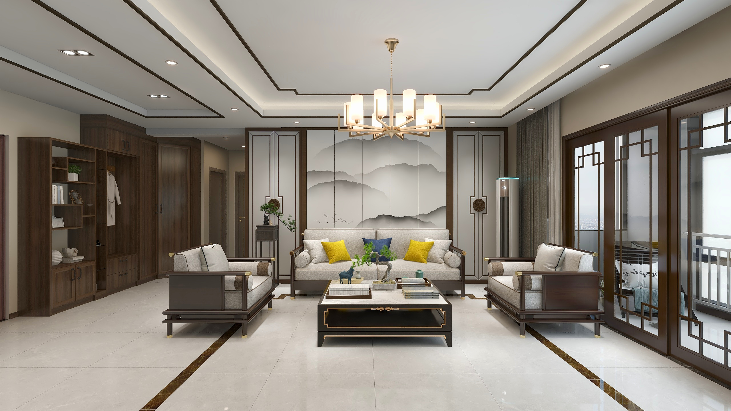 设计师曾二哥-四室二厅新中式装修效果图