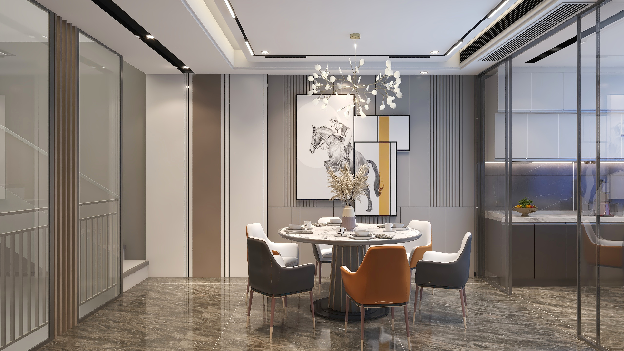 张煜强煜境设计-《拖延》一111平米现代自建房客餐厅装修效果图