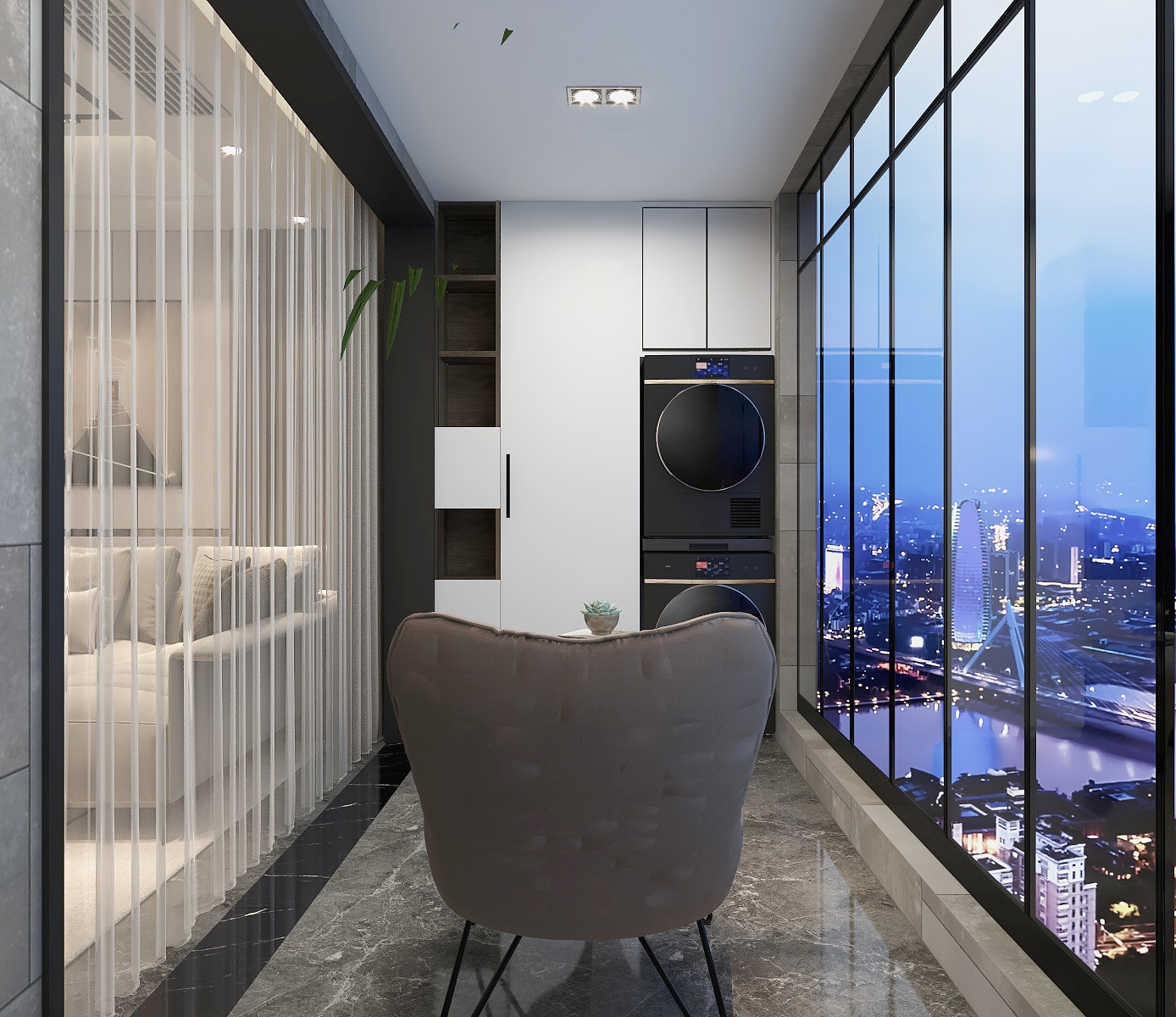 张旭-『五人行』110平|平层现代装修效果图