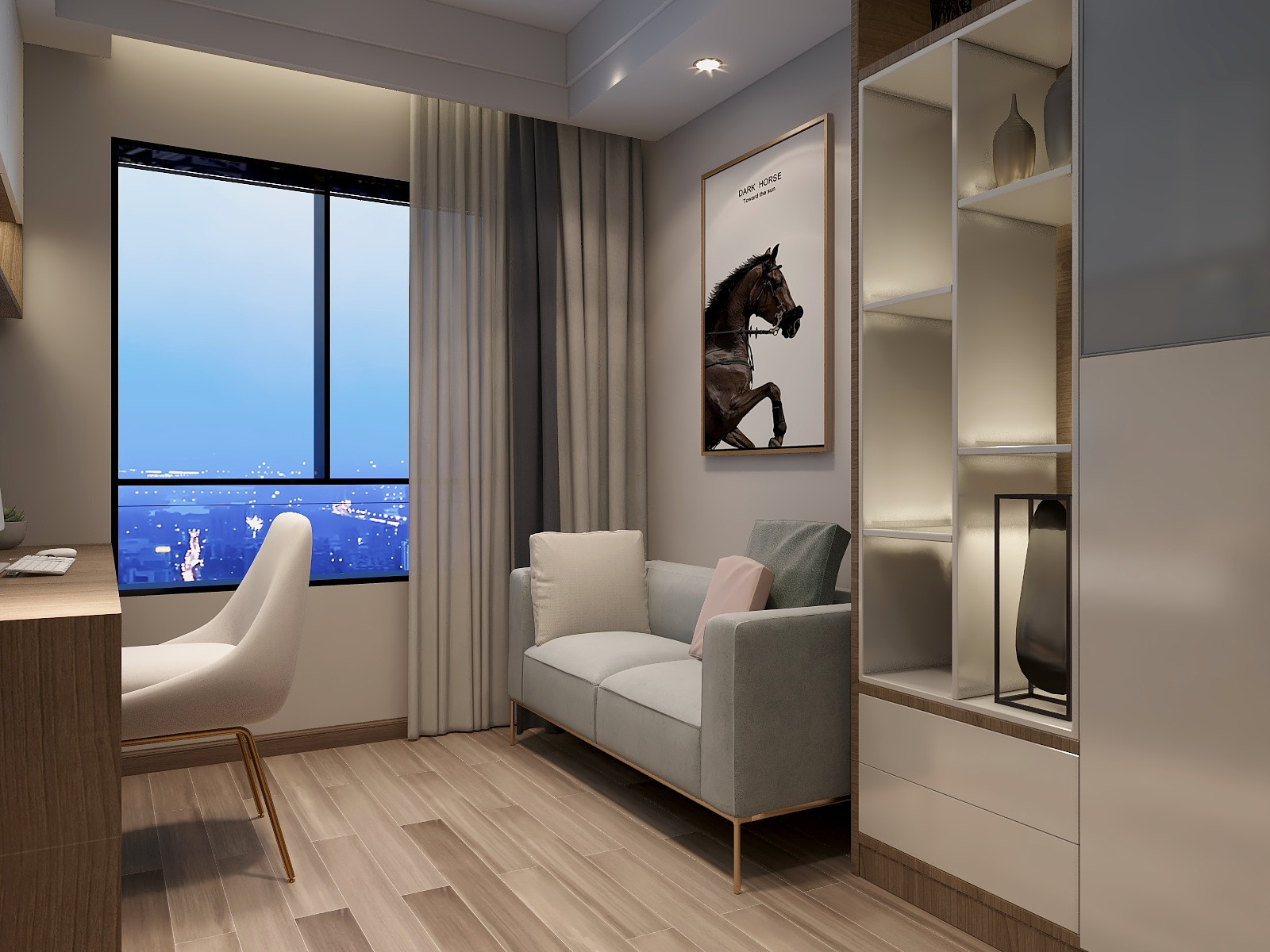 张旭-『五人行』110平|平层现代装修效果图