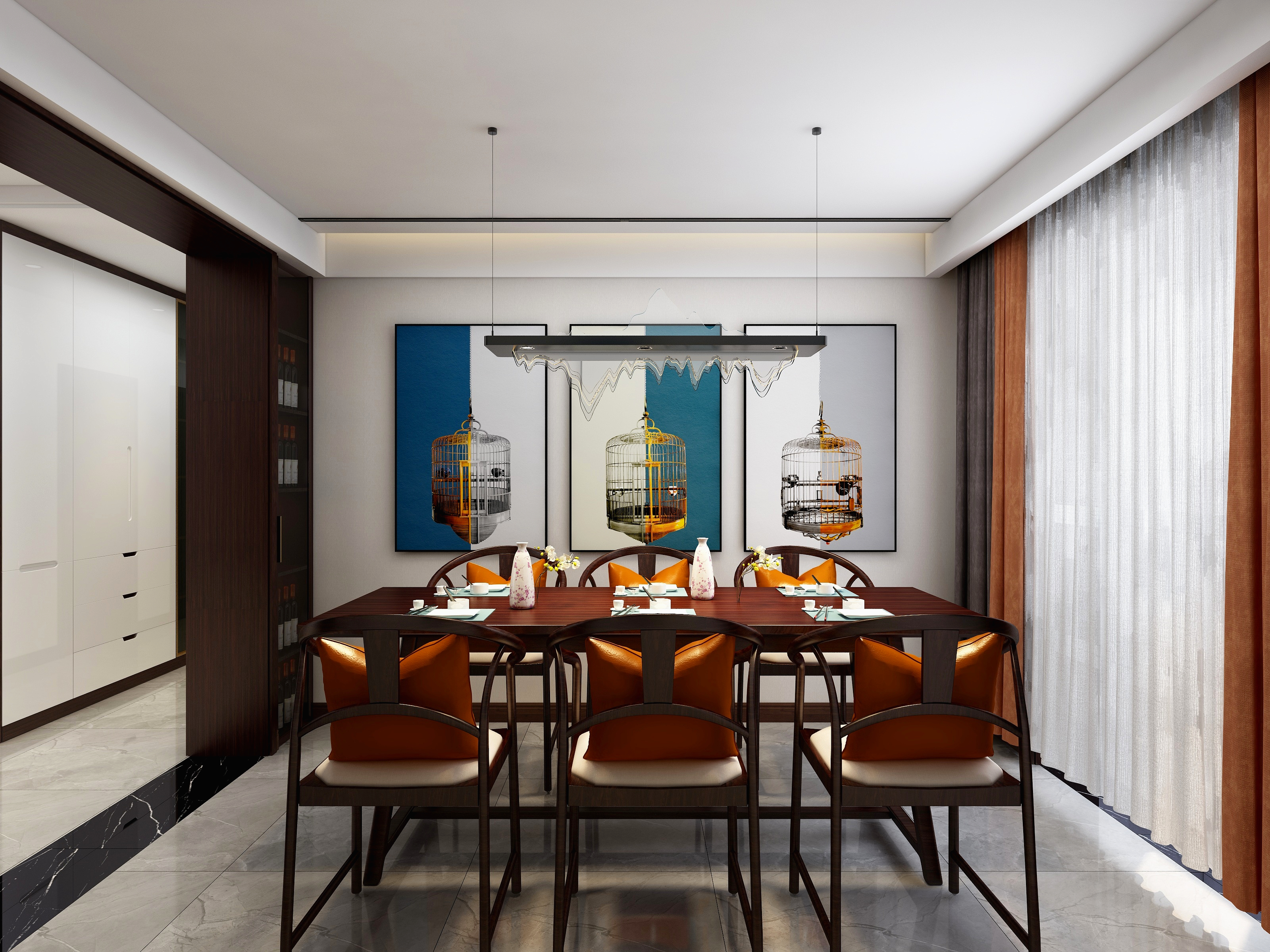 山西太原七夜设计-锦晨苑新中式装修效果图