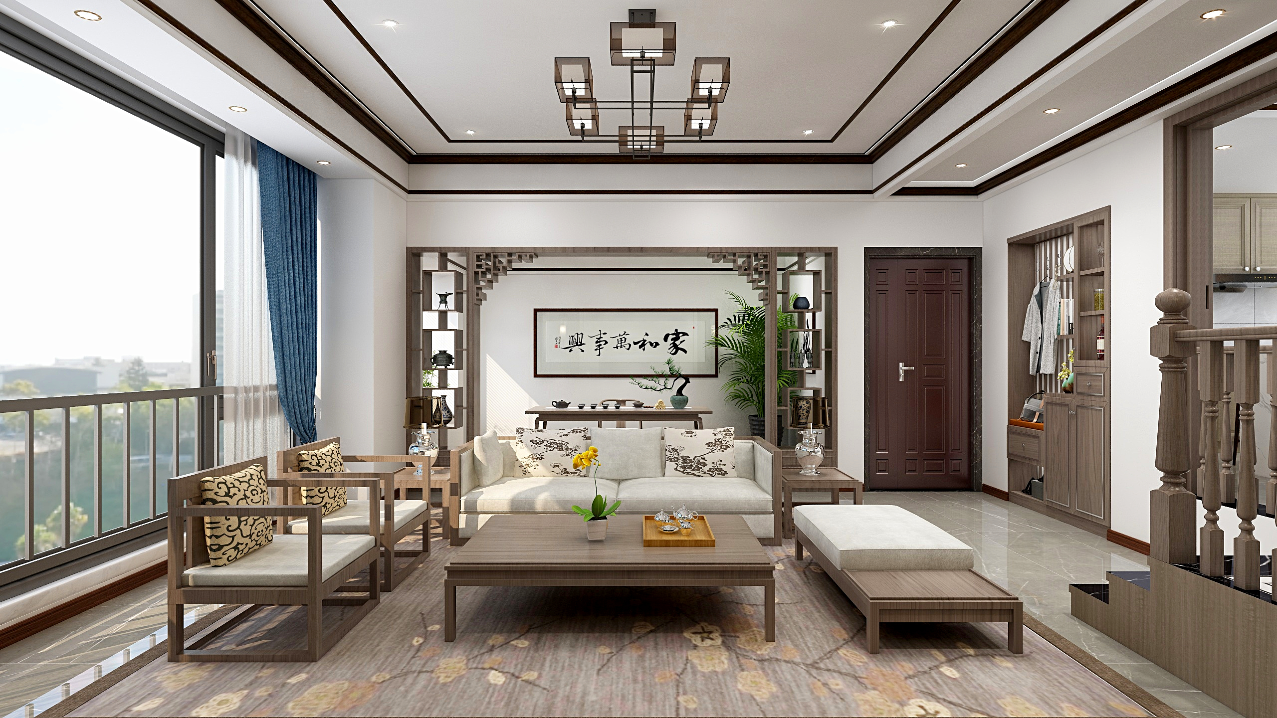 神马云在线-自建房简中式跃层装修效果图