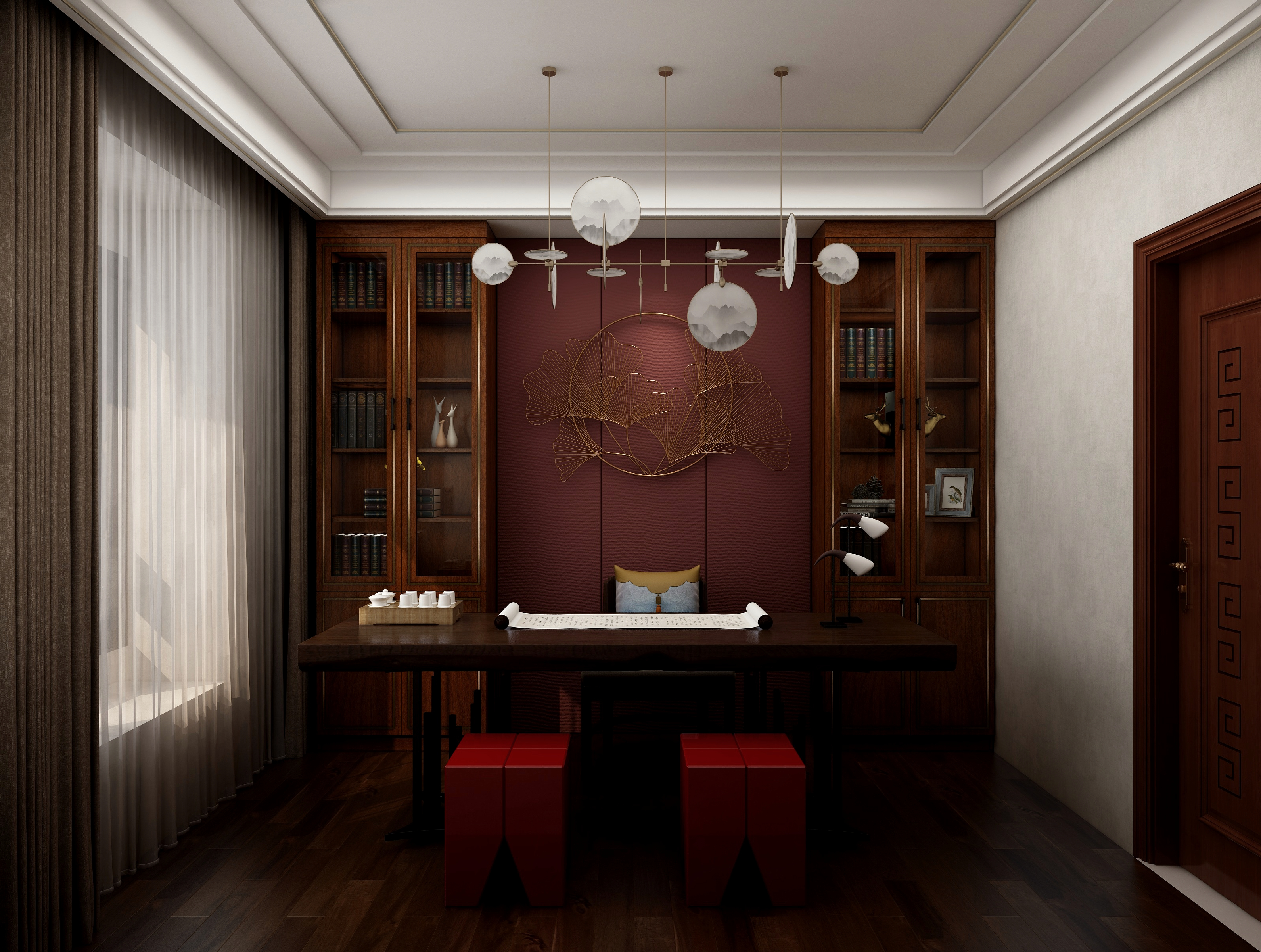 自定义木作空间-翠湖花园-中式装修效果图