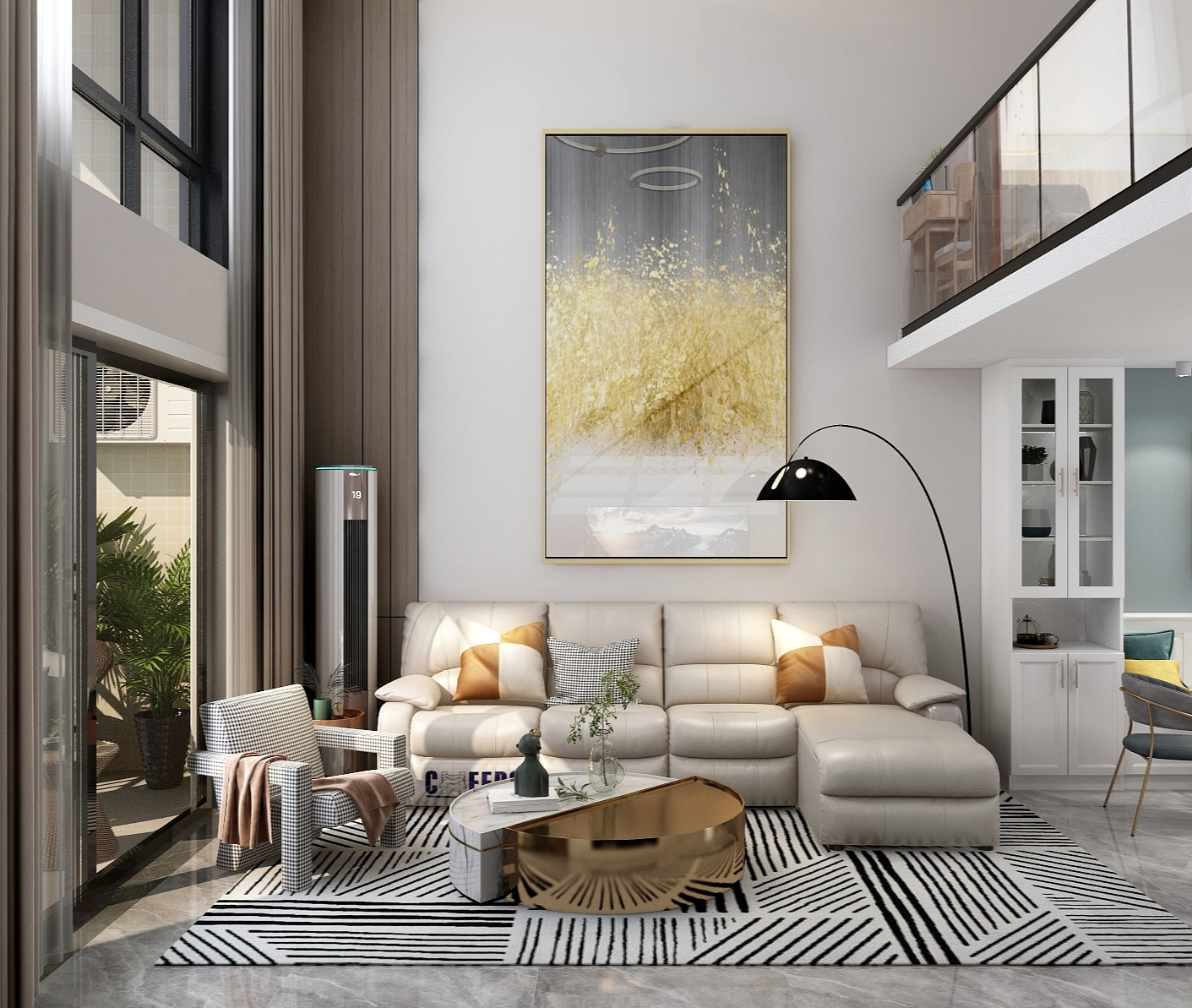 朱晨希-【文艺之家】阳江市中天城LOFT户型一居室现代设计装修效果图