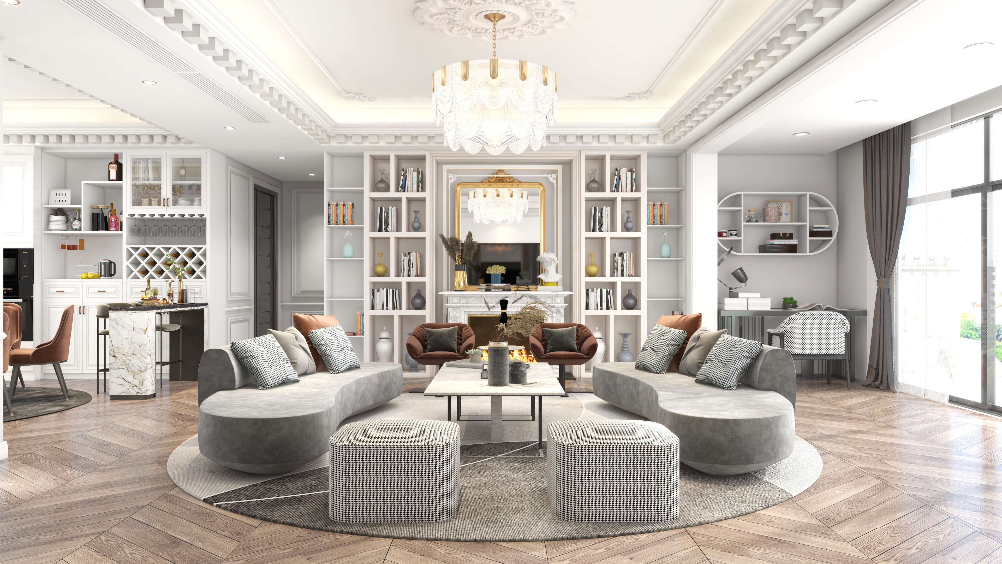 设计师赵响-【情弥奢斓】-法式-183平方装修效果图