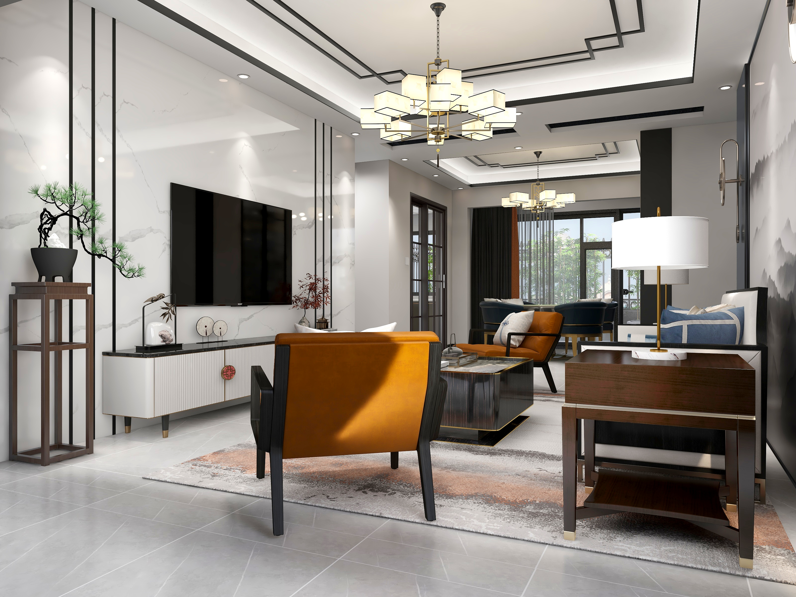 柏霖设计TZaX-贵州安顺家喻五洲四房两厅两卫装修效果图