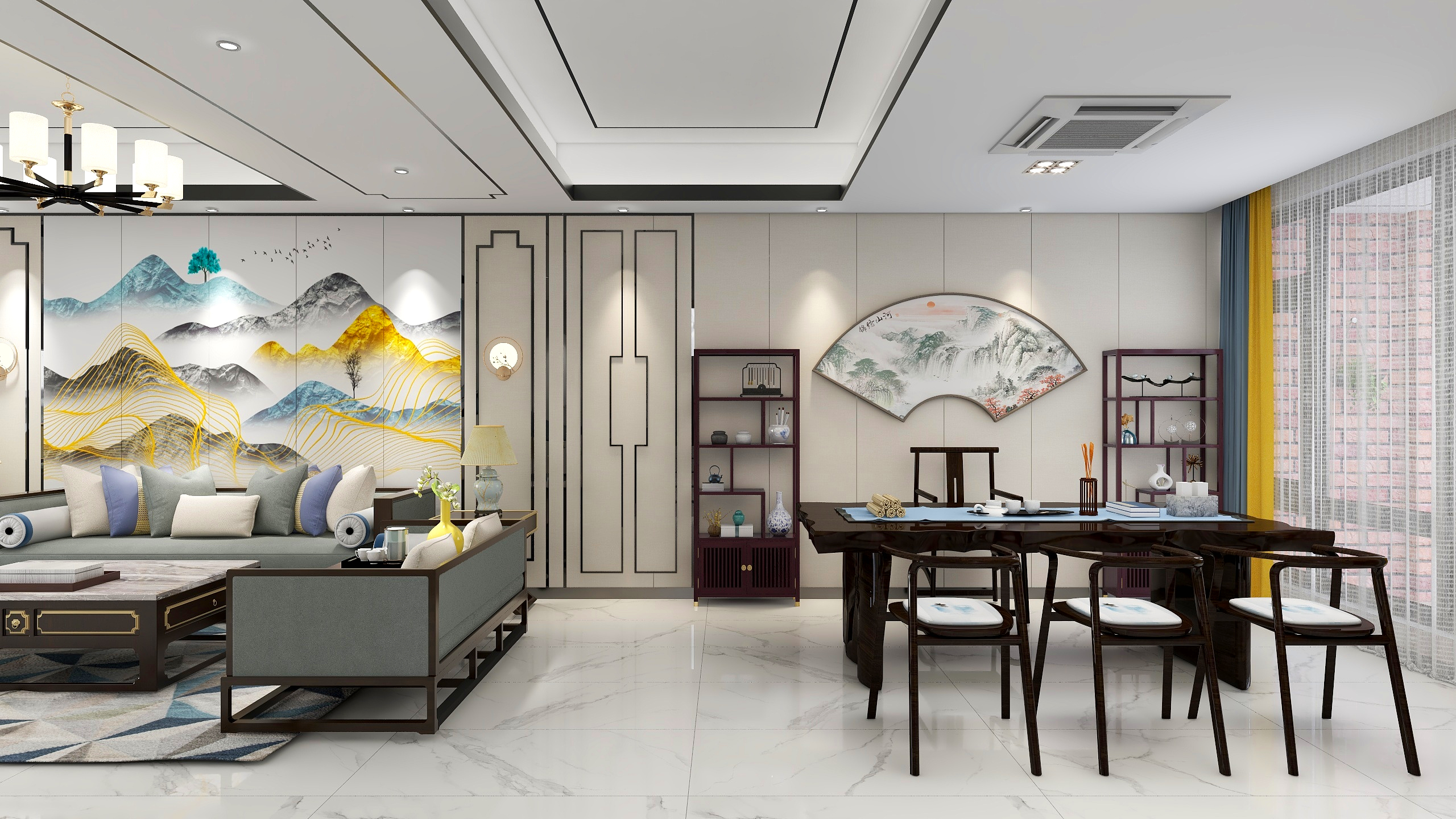 Lola设计-新中式风格别墅装修效果图