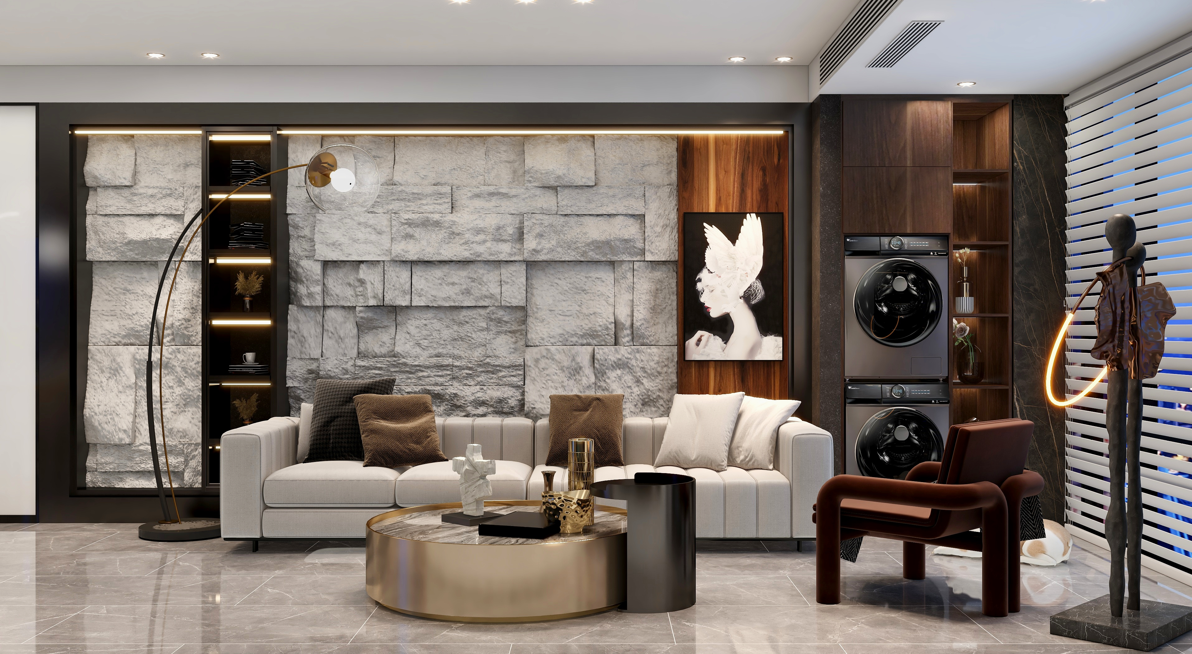 王通-后现代三居室装修效果图