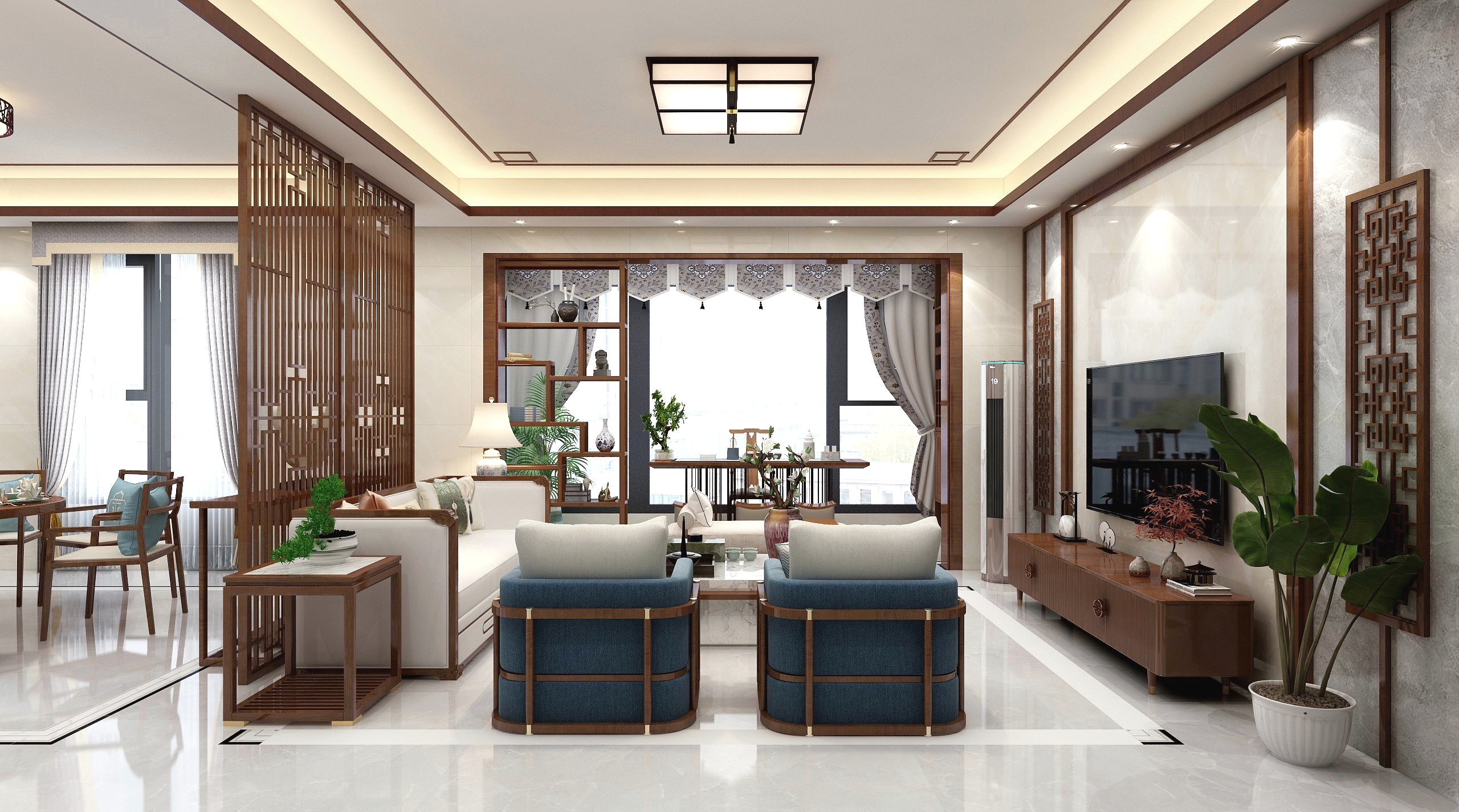 淘宝搜友诺设计-新中式风格150平方装修效果图