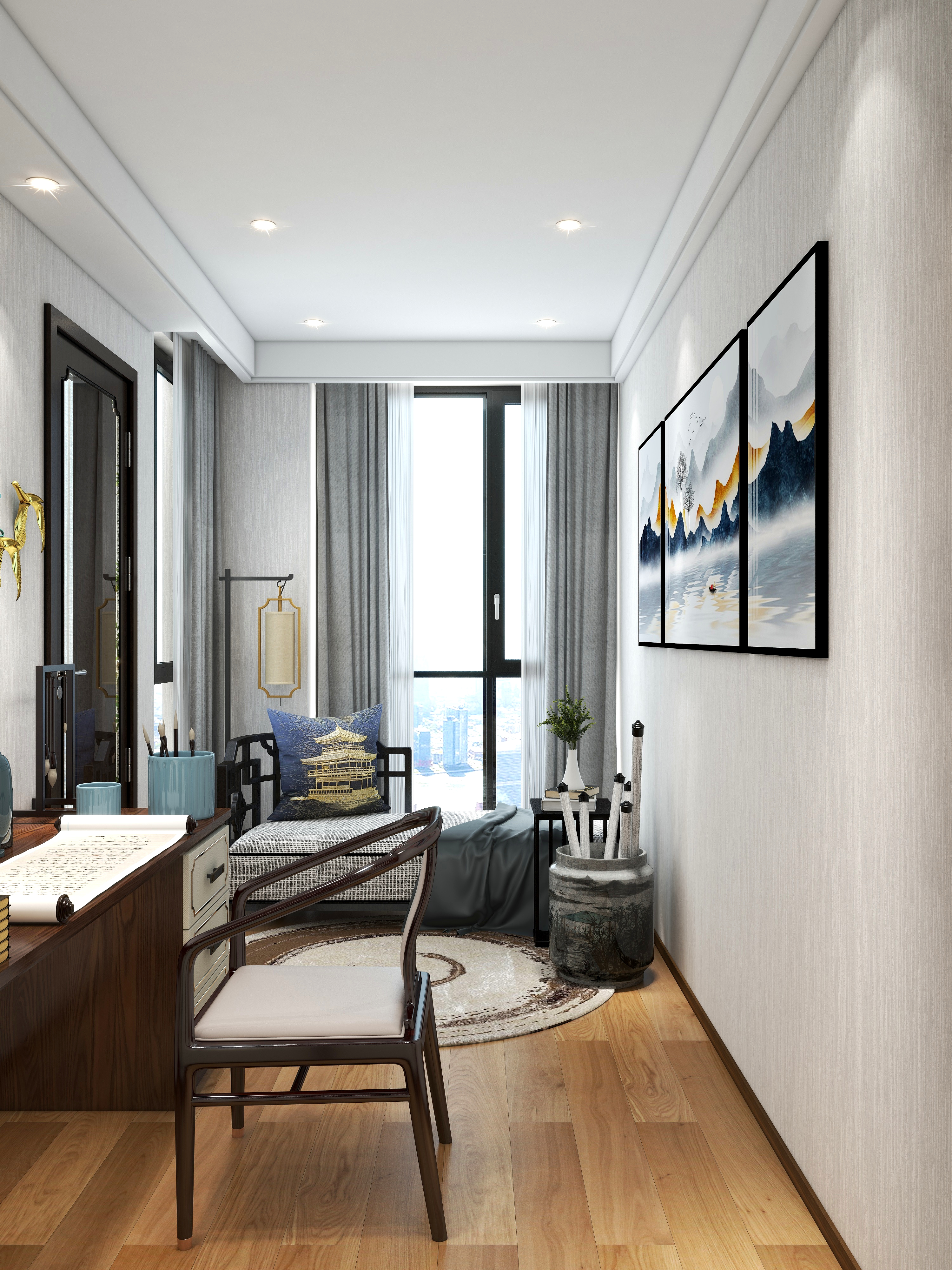 宋毅-新中式四居装修效果图