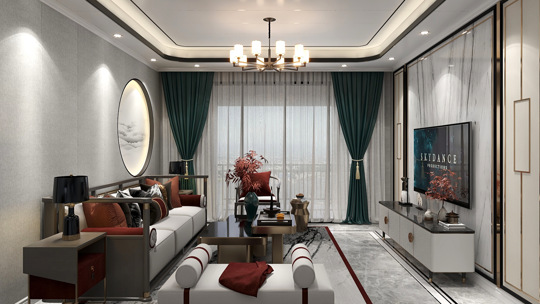 南宁经营部4-新中式全屋效果装修效果图