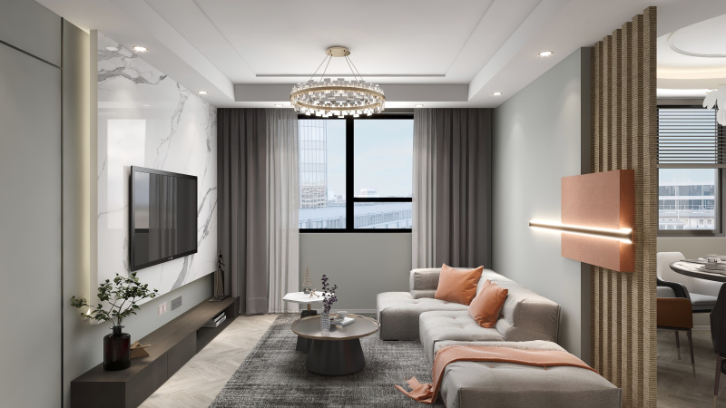 Modern Gray & Orange Living Room Decor