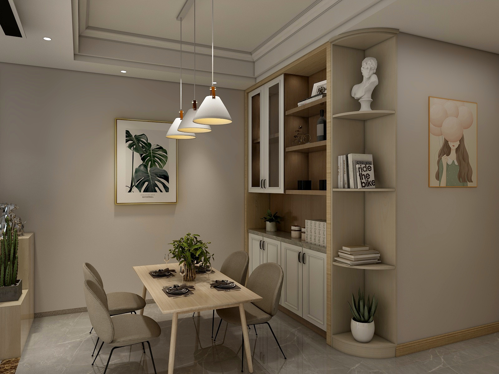 吴念楠-德信海德公园83.00㎡A2’3室2厅1卫1厨装修效果图