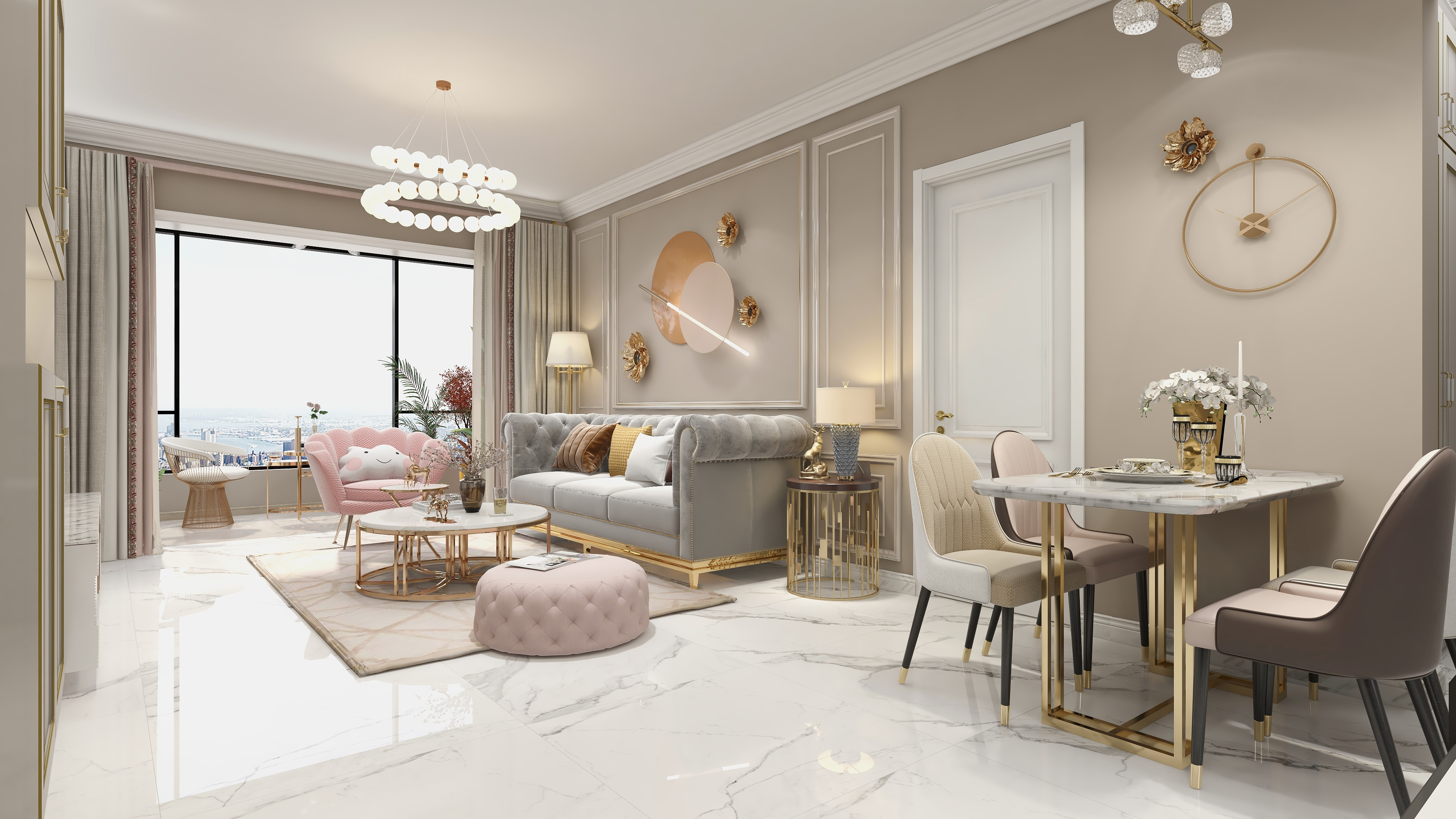 王思力-三居精装碧桂园--法式轻奢风装修效果图