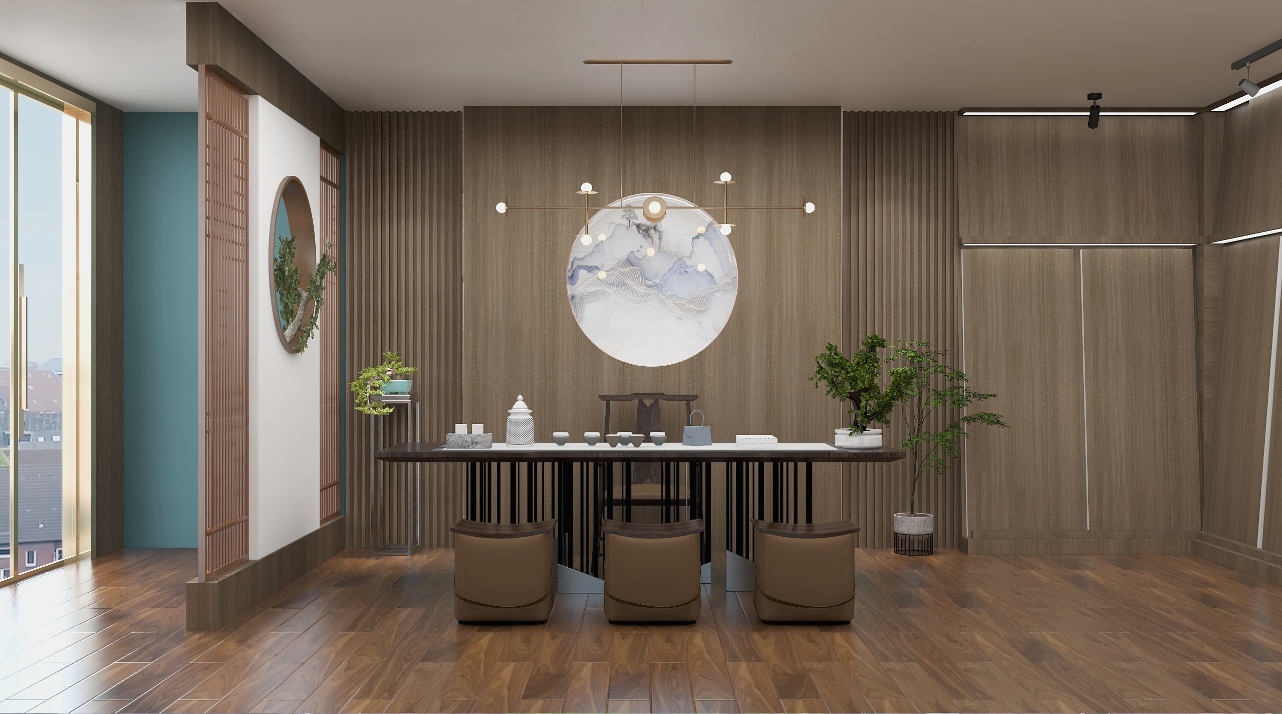 三十三设计-工装100平新中展厅-装修设计方案